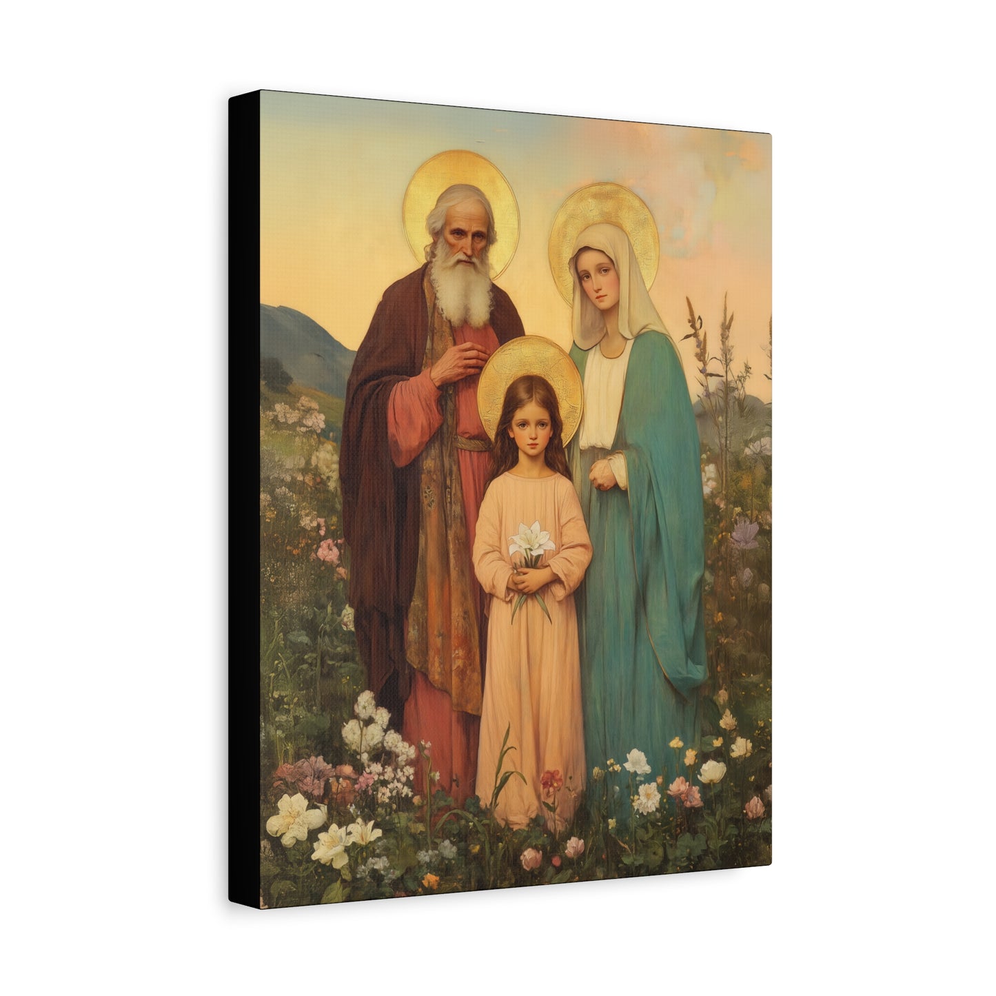 Saints Joachim and Anne with Young Mary - Gallery Wrapped Canvas - Print - Religious Art for your Home - Catholic Art