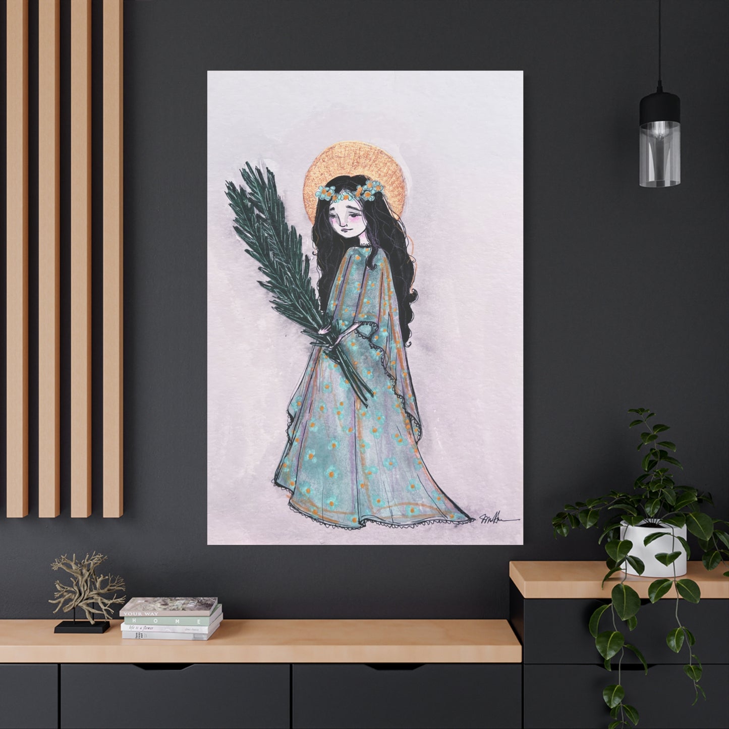 Saint Faith Canvas Print - Hand-Drawn Art - Catholic Print | Faith Hope and Charity Sacred Art | Sanctified Solocosmo Religious Artwork