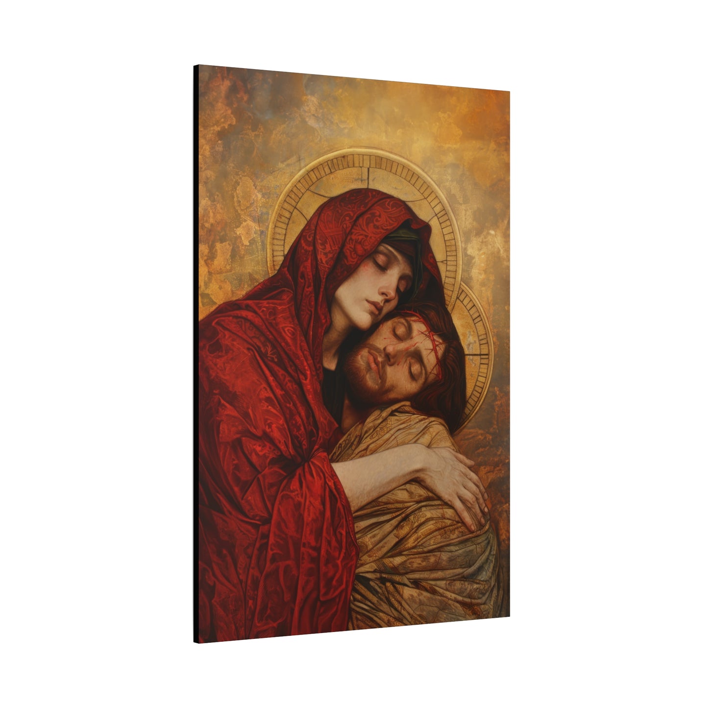 Eternal Sorrow - Mary's Mourning Beneath the Cross - Museum Wrapped Canvas - Print - Religious Art for your Home - Christian print