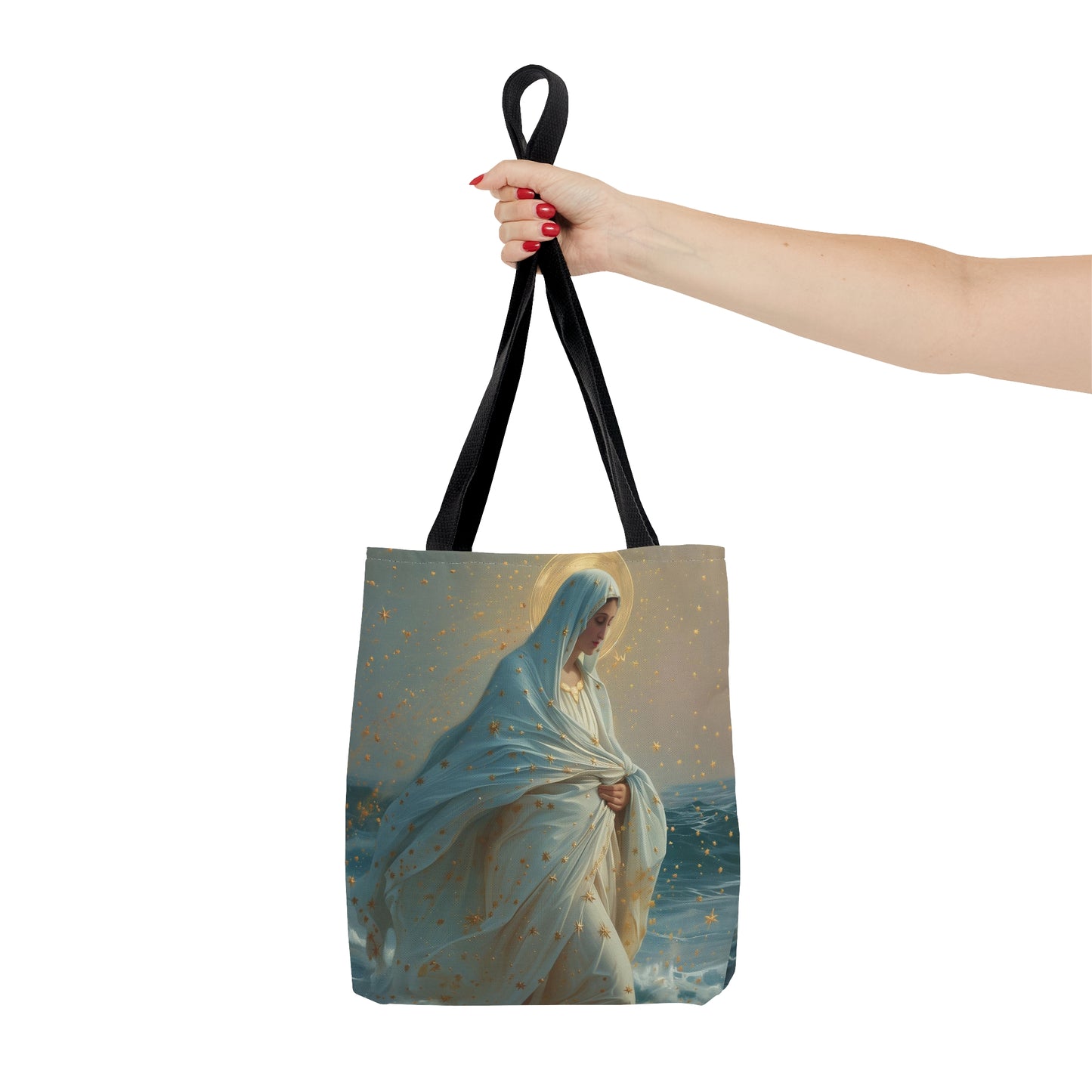 Guiding Light - Our Lady, Star of the Sea Tote Bag - Large Medium Small Faith Art Bag - Re usable Tote Purse - Double Sided - Catholic Art