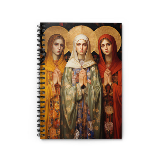 Saints Menodora, Metrodora, and Nymphodora Journal - Sanctified Souls Art - Religious Based Notebook - Spiral Notebook - Ruled Line