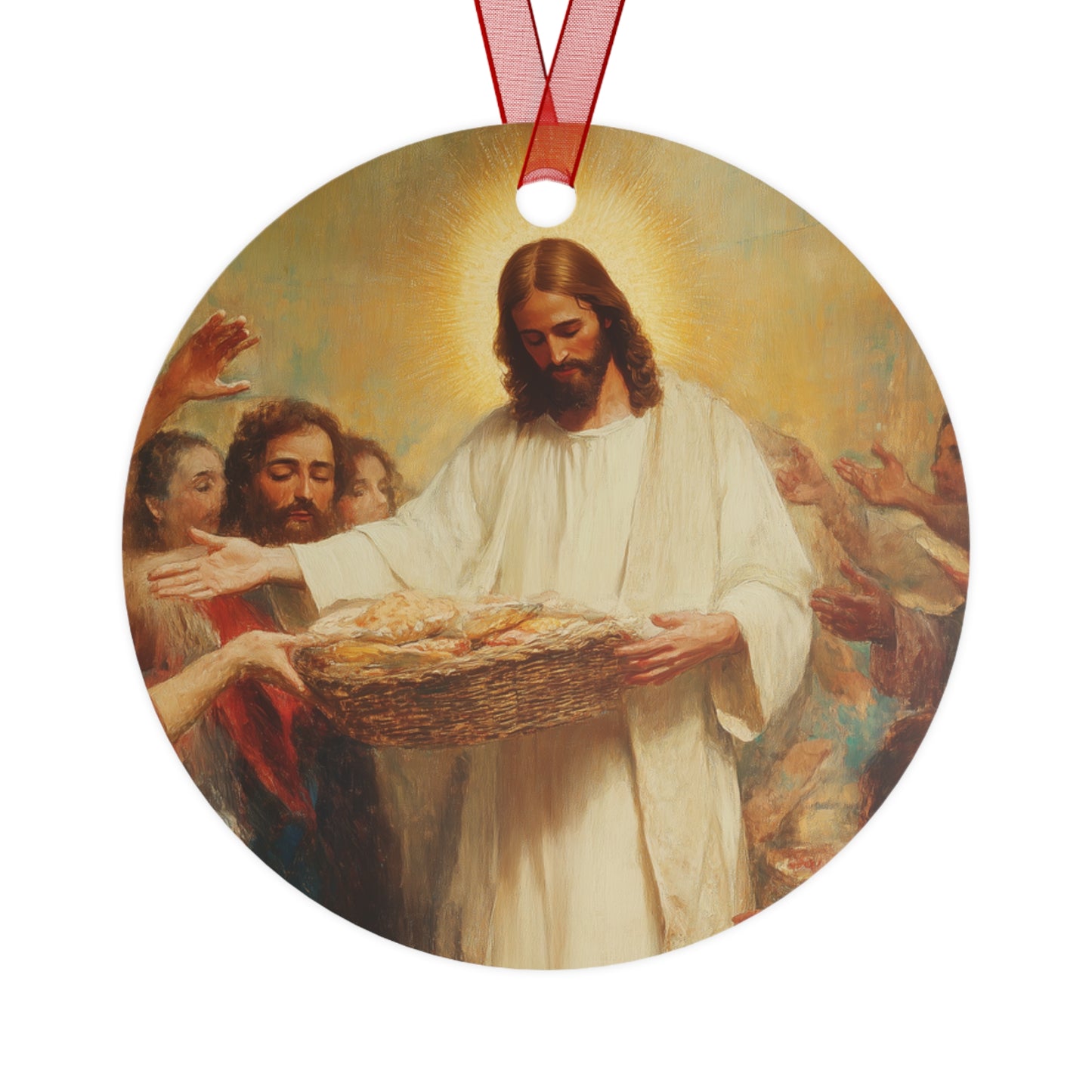 The Quiet Multiplication of Love : Loaves and Fishes - Metal Ornament - Religious Holiday Christmas Ornament and Keepsake