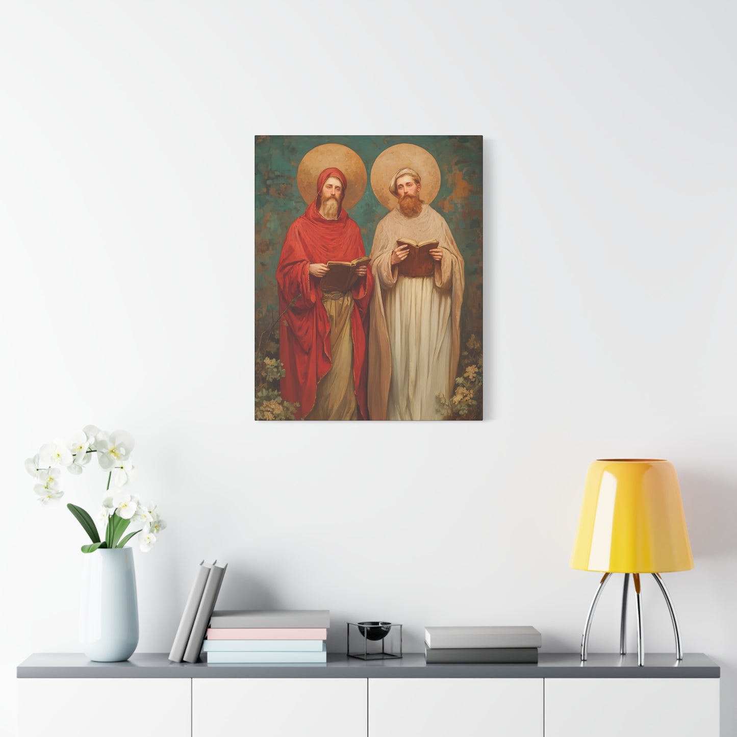Saints Cosmas and Damian - Multiple Sizes - Catholic Home art - Museum Wrapped Canvas - Sanctified Souls Print - Catholic Martyr Art