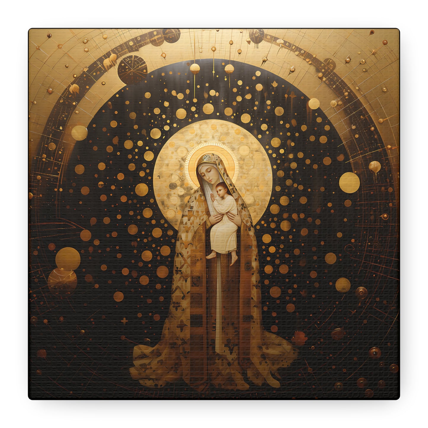 The Golden Mary - Mary the Blessed Virgin - Gallery Wrapped Canvas - Sanctified Souls Print - Religious Art for your Home - Pop Art