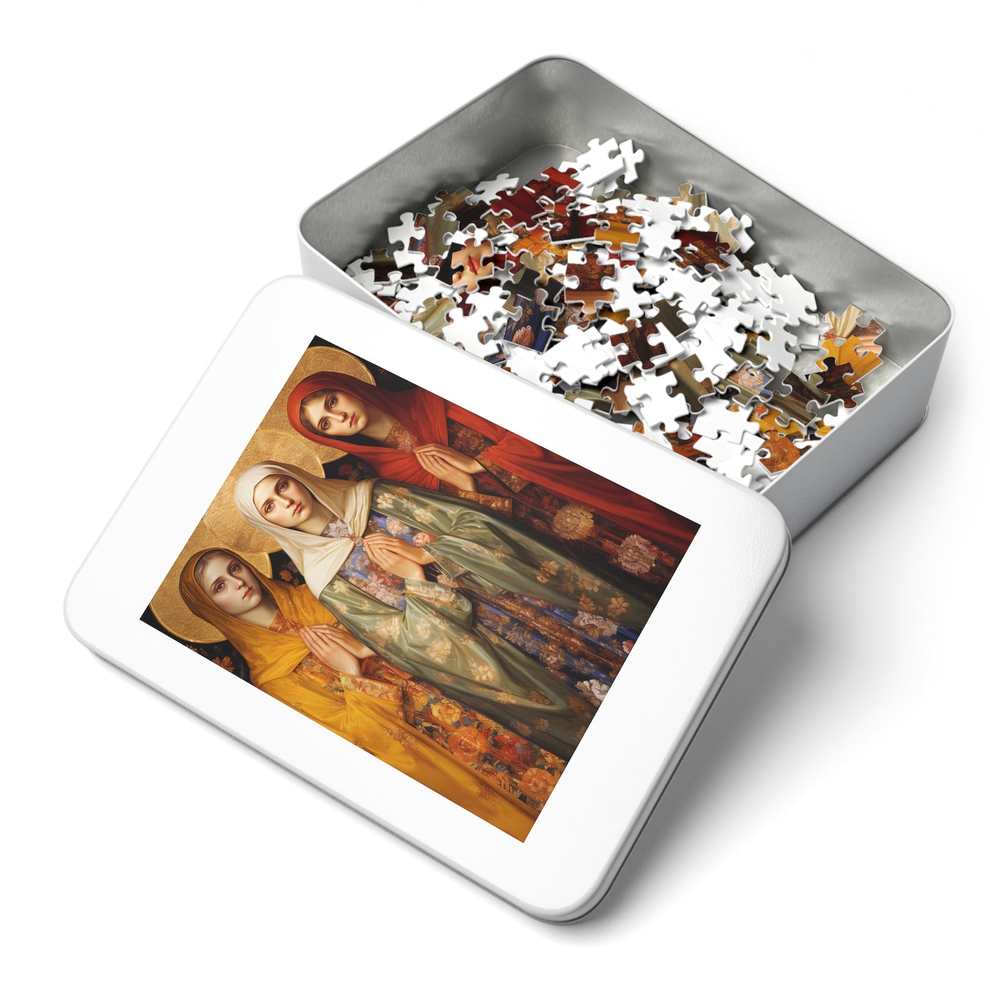 Saints Menodora, Metrodora, and Nymphodora - Puzzle and Keepsake Tin - Jigsaw Puzzle (30, 110, 252, 500,1000-Piece) - Religious Puzzle