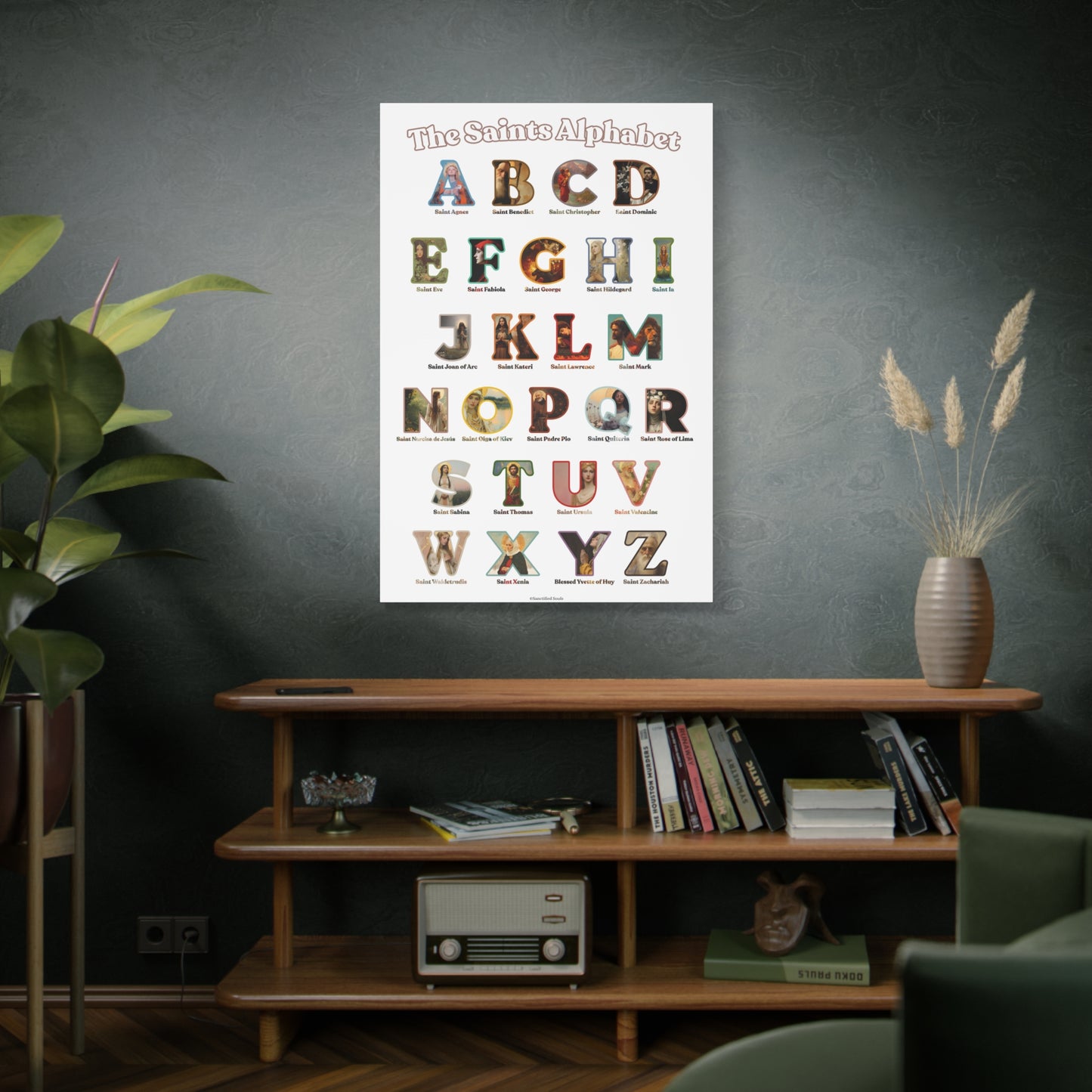 Catholic Saints ABC Alphabet Canvas - A to Z Saints Wall Art - Catholic Saints Chart - Catholic Nursery / Homeschool - Saints of the Church