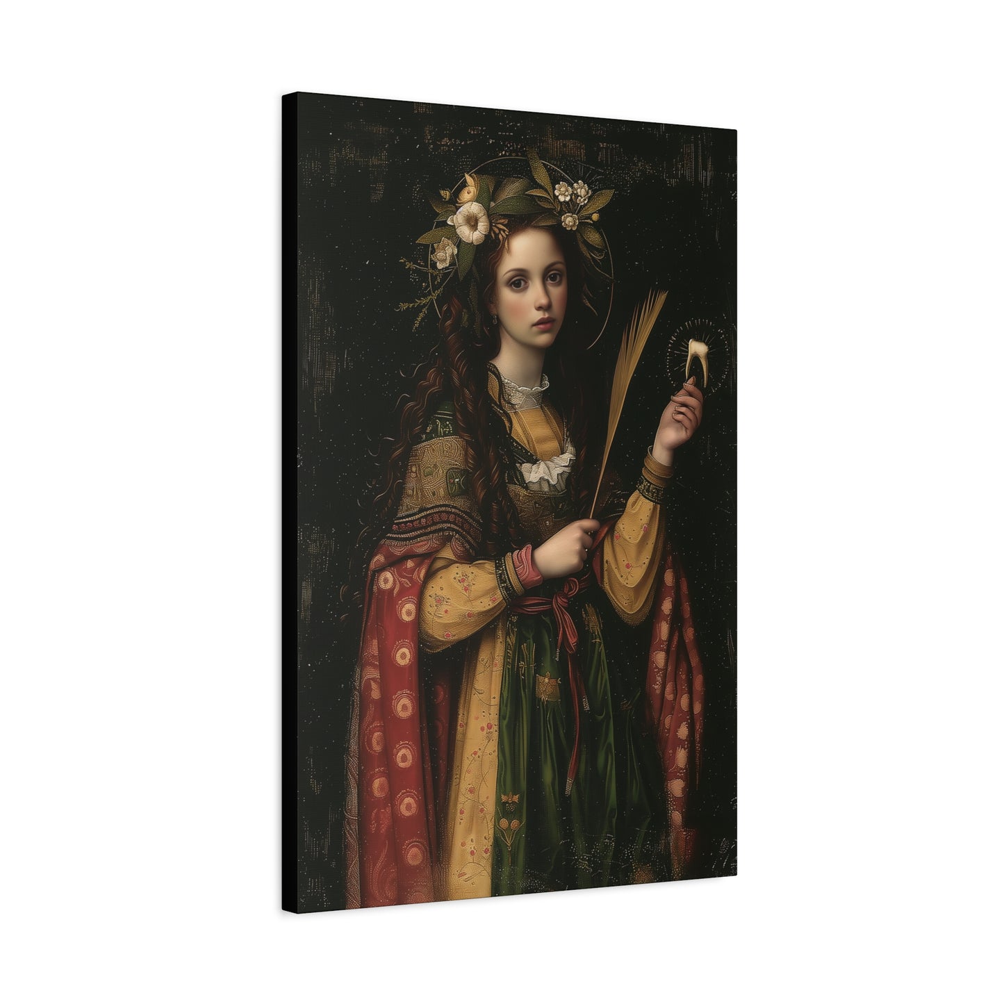 Saint Apollonia - Museum Wrapped Canvas - Print - Religious Art for your Home - Catholic art print - prayer room art