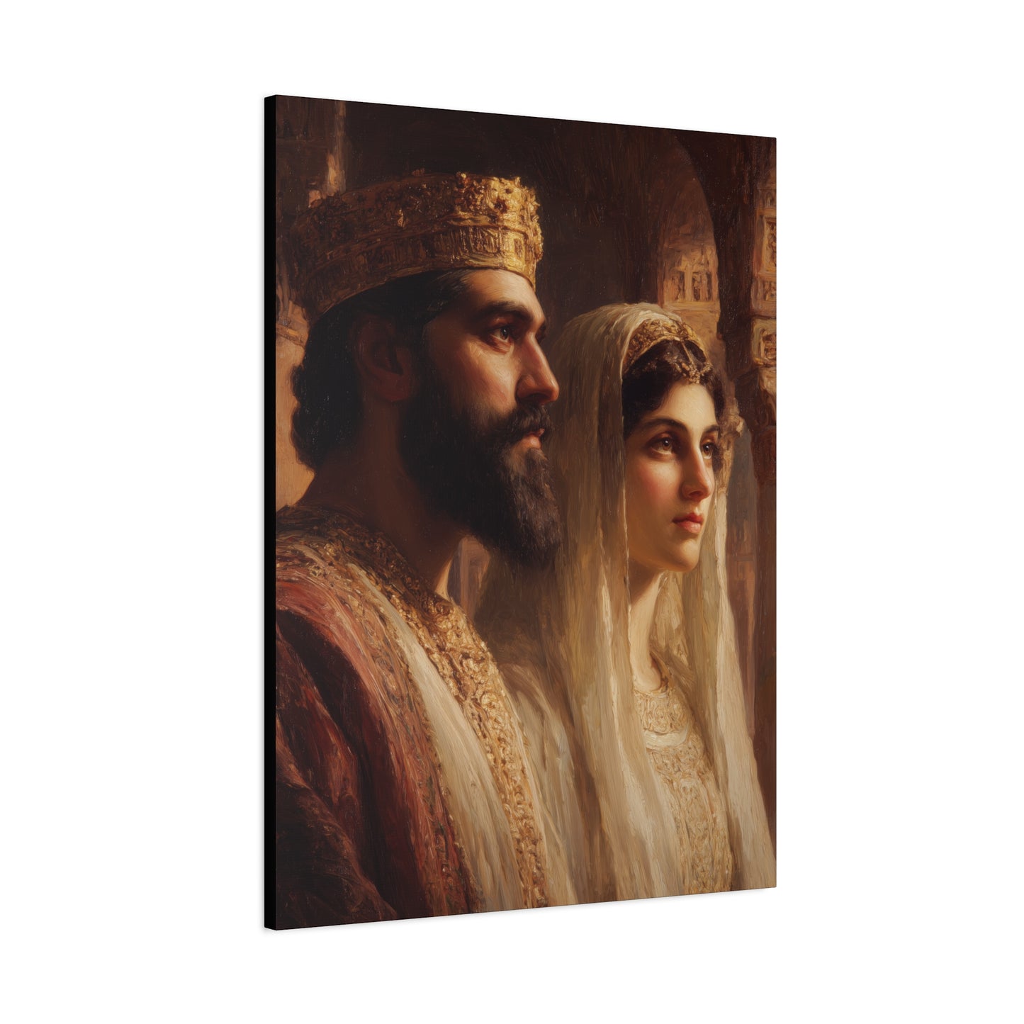 King Xerxes and Queen Esther  - Gallery Wrapped Canvas - Print - Religious Art for your Home - Catholic Art Print