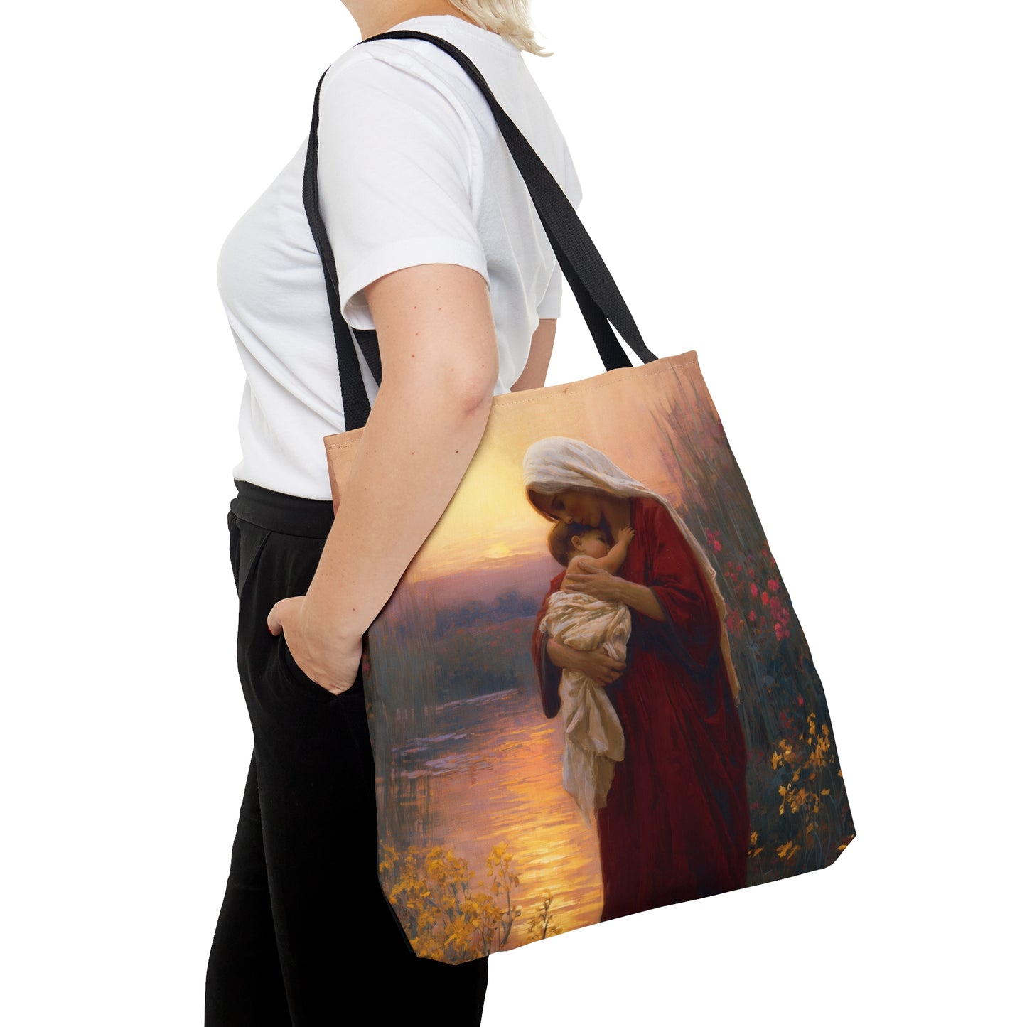 Saint Elizabeth, Mother to John the Baptist Tote Bag - Large Medium Small Faith Art Bag - Catholic Faith Purse - Double Sided