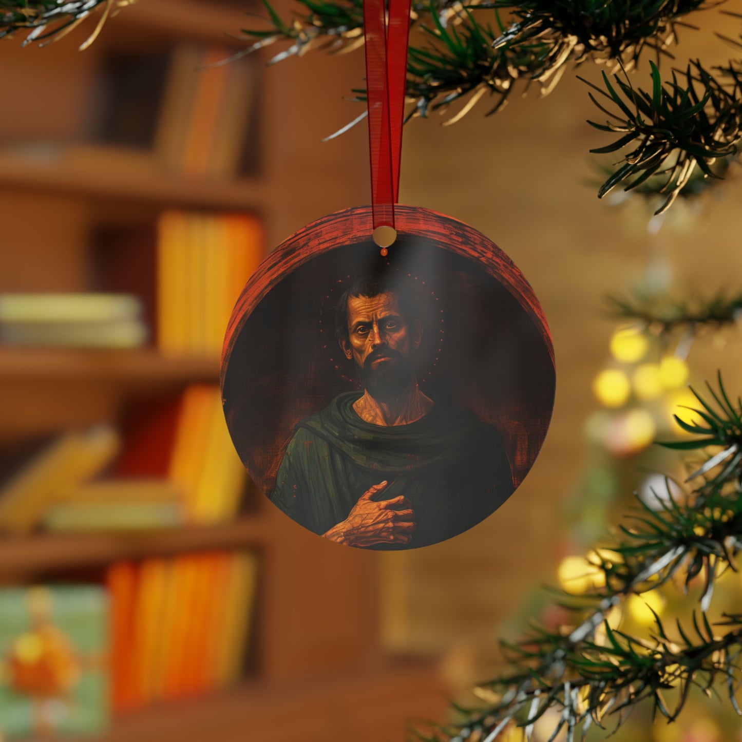 Saint Bartholomew Metal Ornament - Religious Holiday Christmas Ornament and Keepsake - Double sided - Prayer Ornament