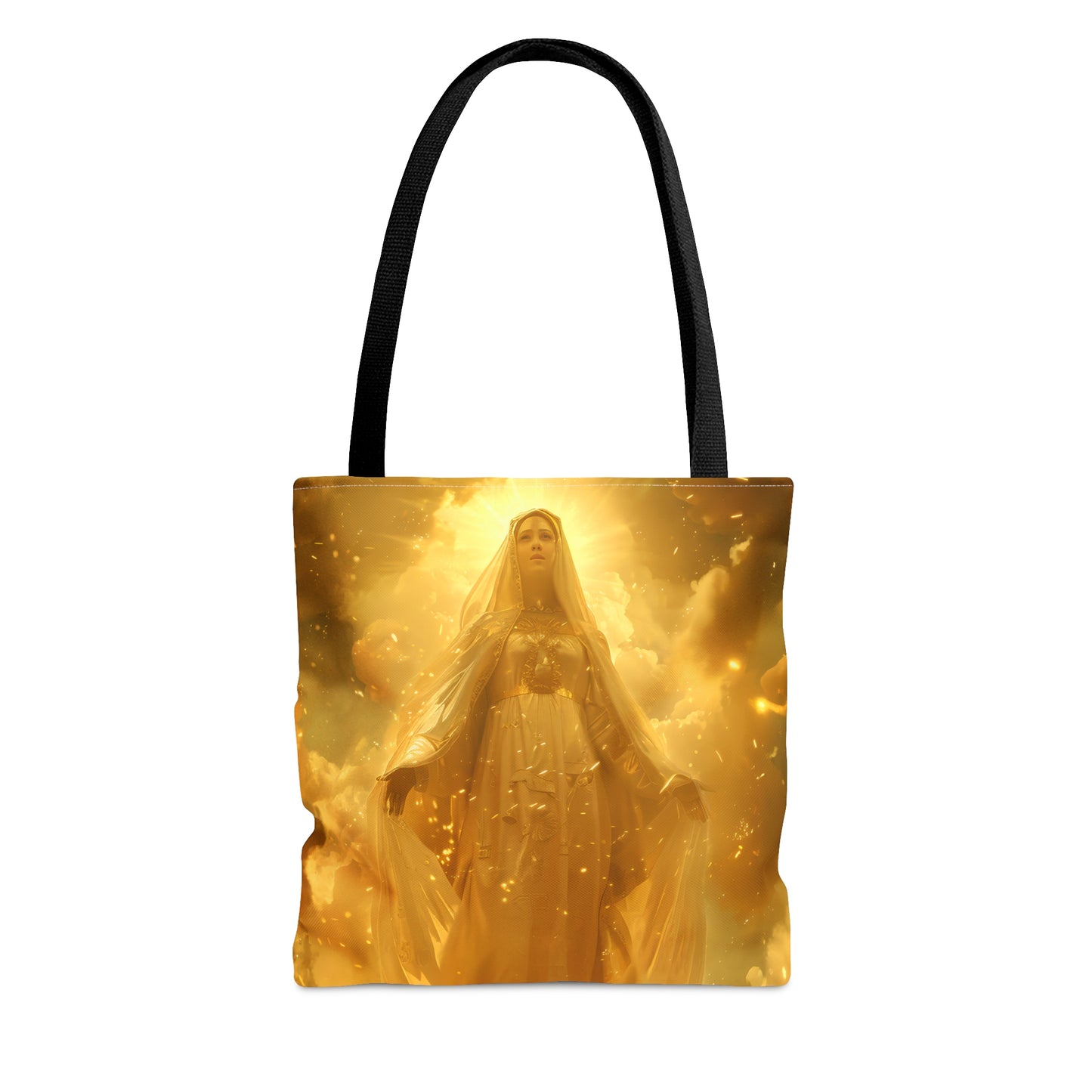 Virgin Mary - Mystical Sun - Golden Mary Tote Bag - Large Medium Small Faith Art Bag - Catholic Faith Purse - Religious Carry All
