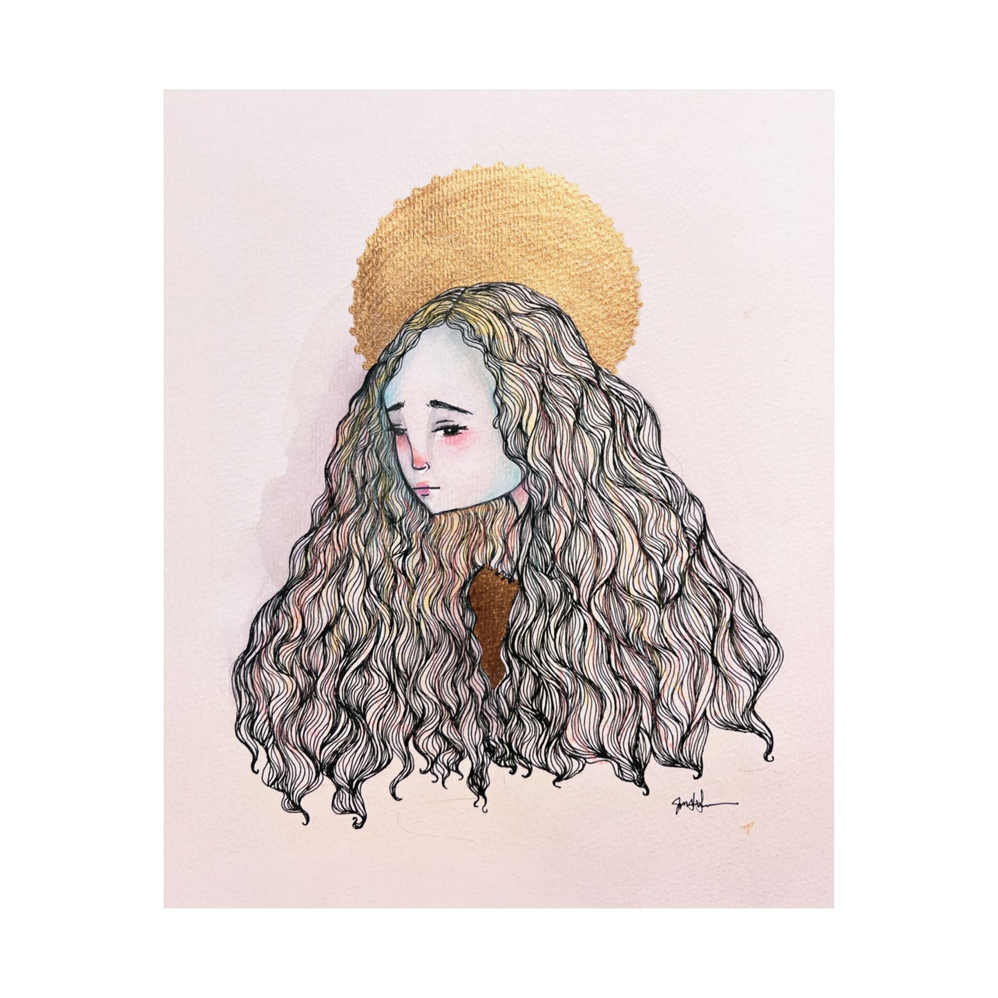 Saint Philomena Poster Print - Hand-Drawn Catholic Art Print | Christian Devotional Wall Art | Sanctified Solocosmo Religious Poster
