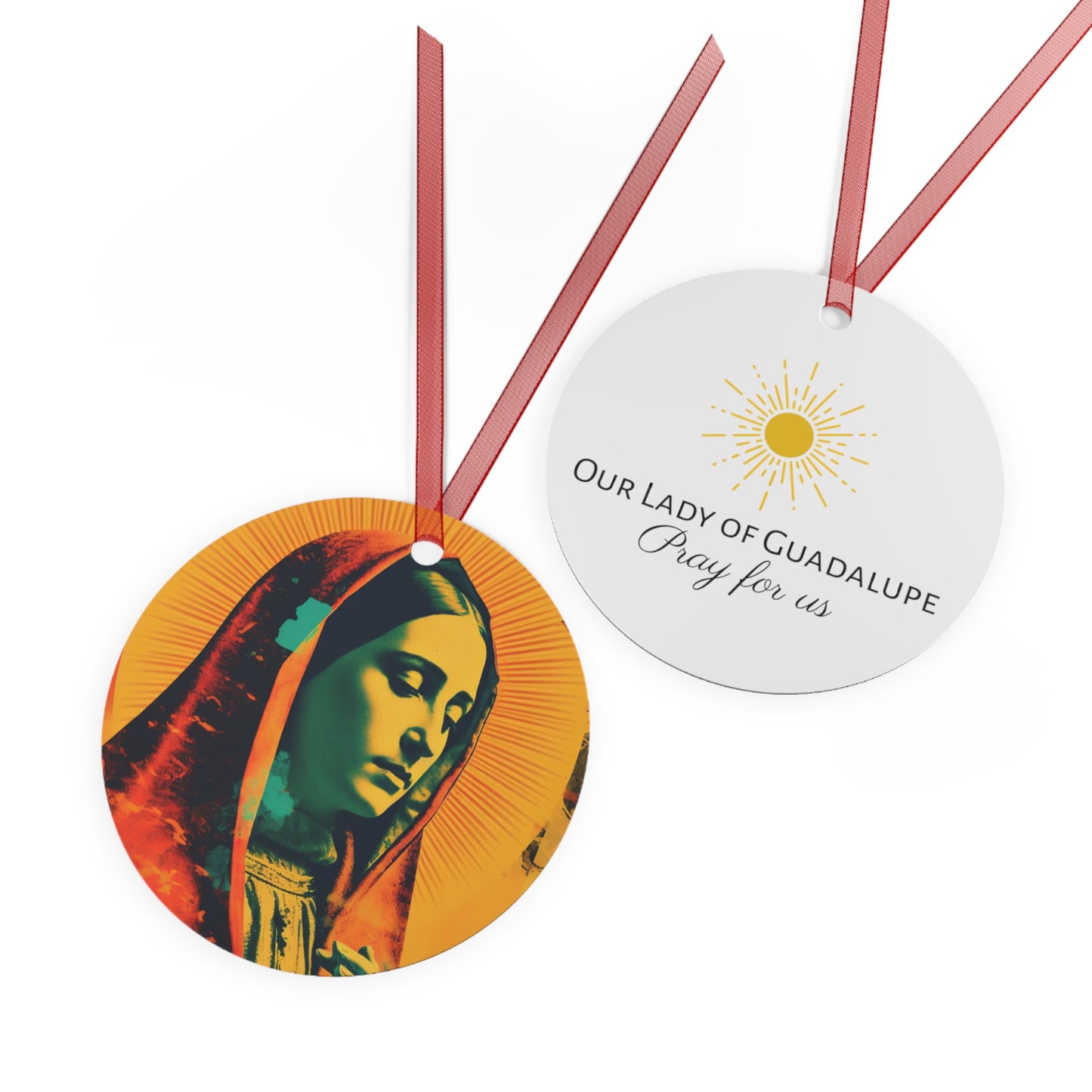 Our Lady's Abundant Love - Metal Ornament - Religious Holiday Christmas Ornament and Keepsake - Double sided - Our Lady