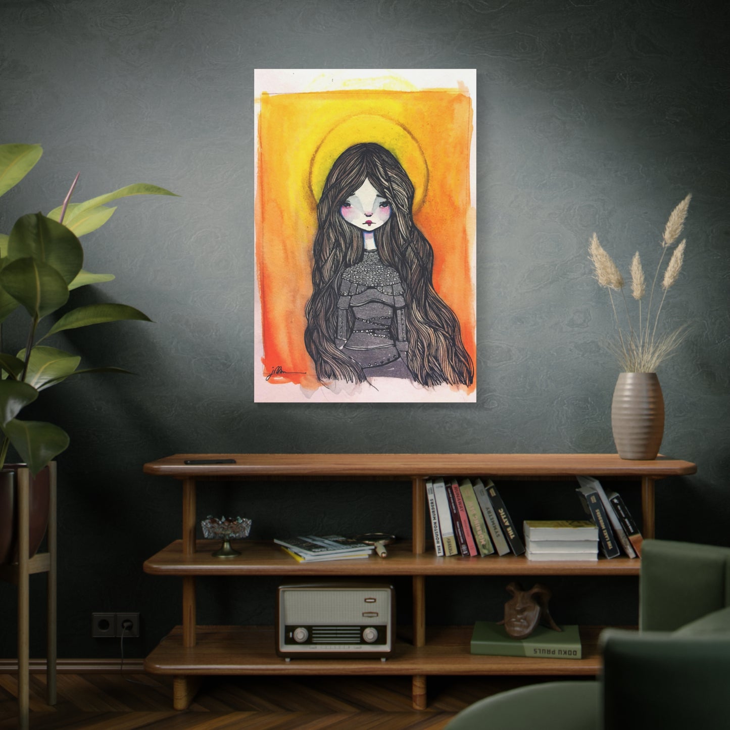 Saint Joan of Arc Canvas Print - Hand-Drawn Catholic Art Print | Christian Sacred Wall Art | Sanctified Solocosmo Religious Artwork