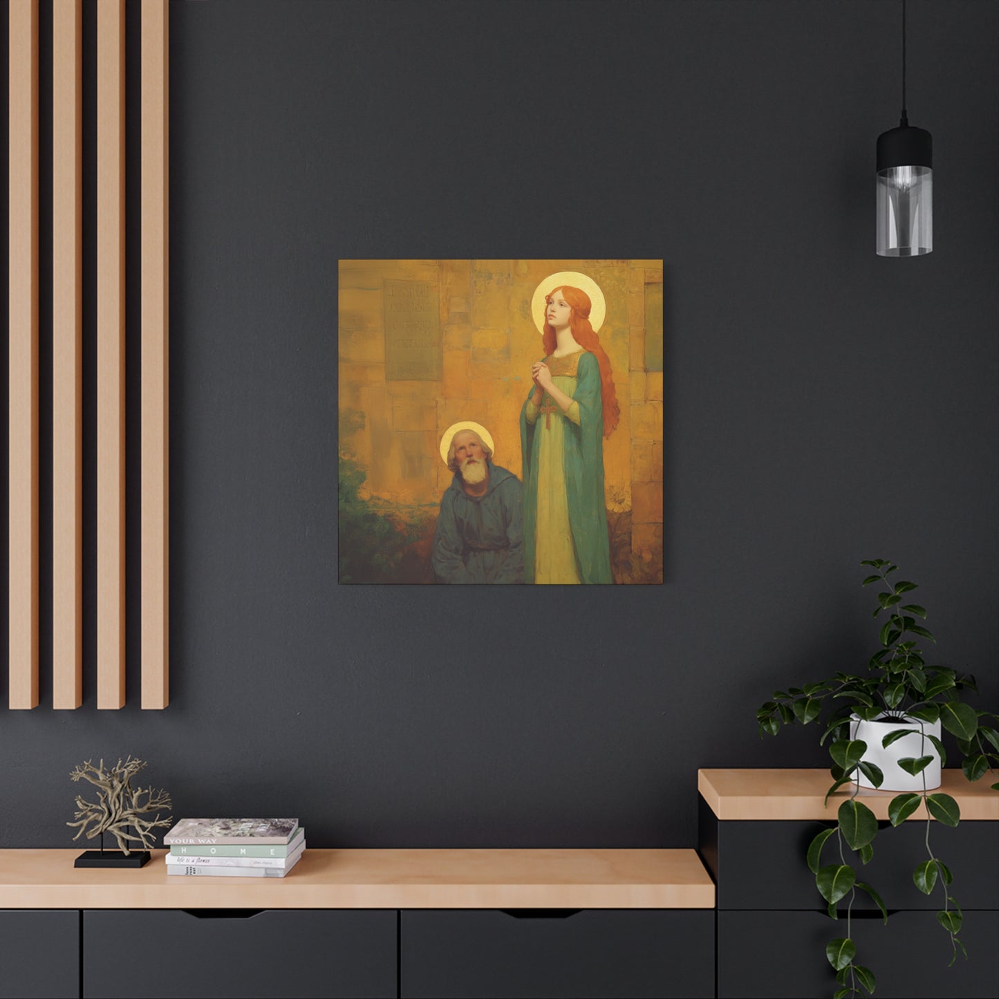 Saints Justina and Cyprian - Multiple Sizes - Catholic Home art - Museum Wrapped Canvas - Sanctified Souls Print - Catholic Martyr Art