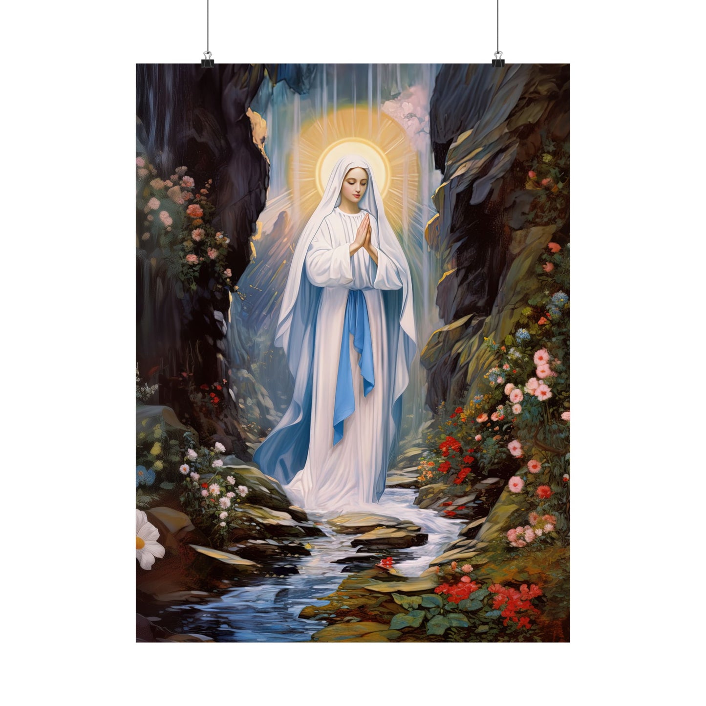 Our Lady of Lourdes - Sanctified Souls Print - Multiple Sizes - Premium Matte Vertical Posters
