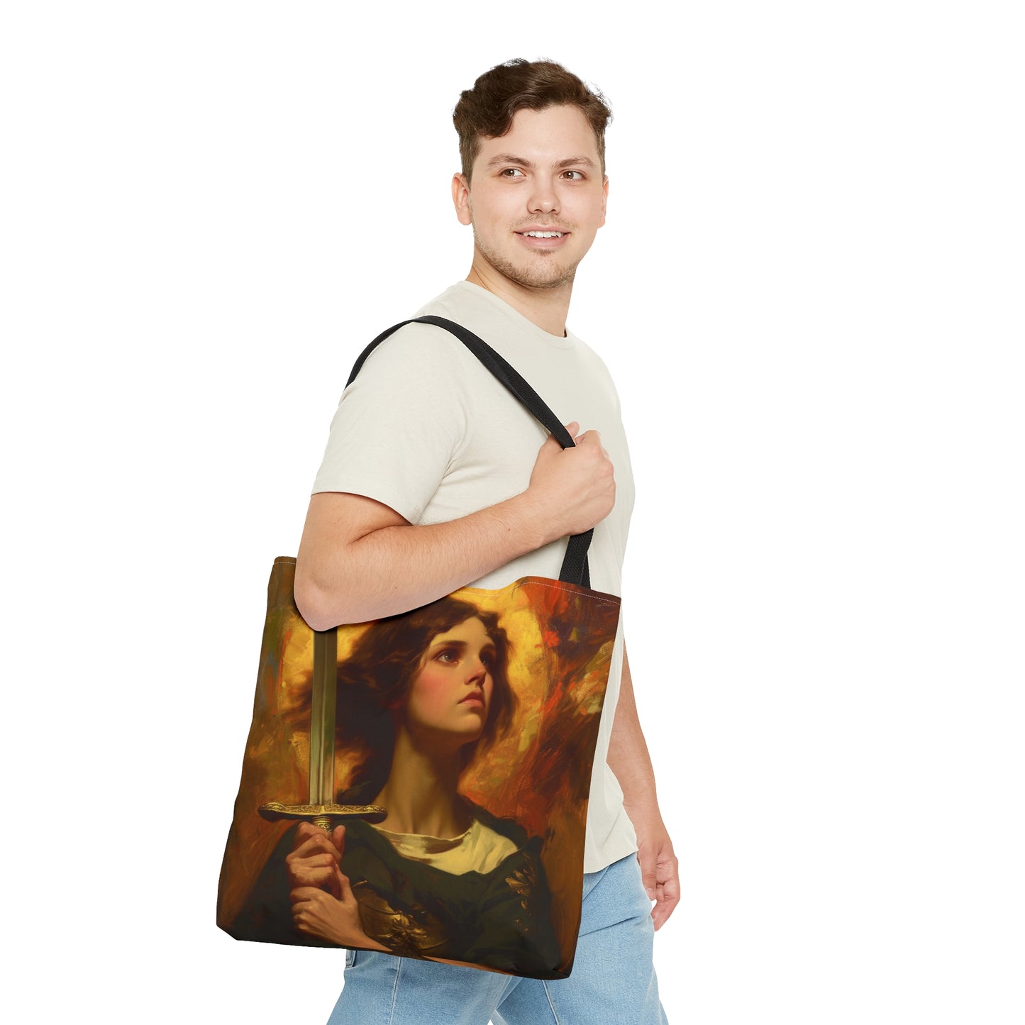 Saint Joan of Arc Tote Bag - Three sizes - Large Medium Small Faith Art Bag - Catholic purse - Double Sided - Patron Saint Art