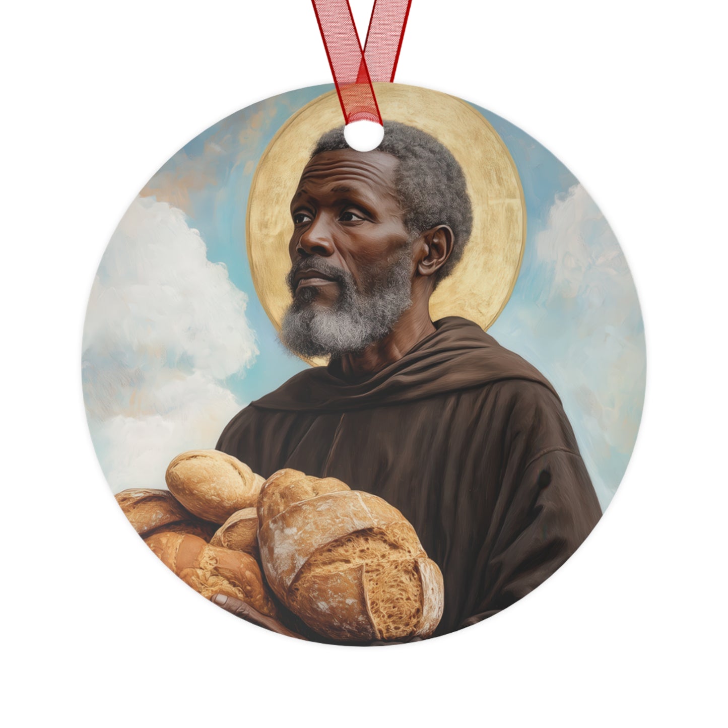 Saint Benedict the Moor Ornament - Religious Holiday Christmas Ornament and Keepsake - Double sided Keepsake Religious Ornament
