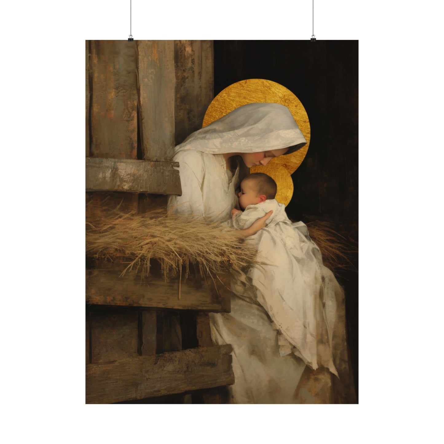 Our Lady of the Manger - Mother Mary and the Christ Child - Sanctified Souls Print - Multiple Sizes - Premium Matte Vertical Posters