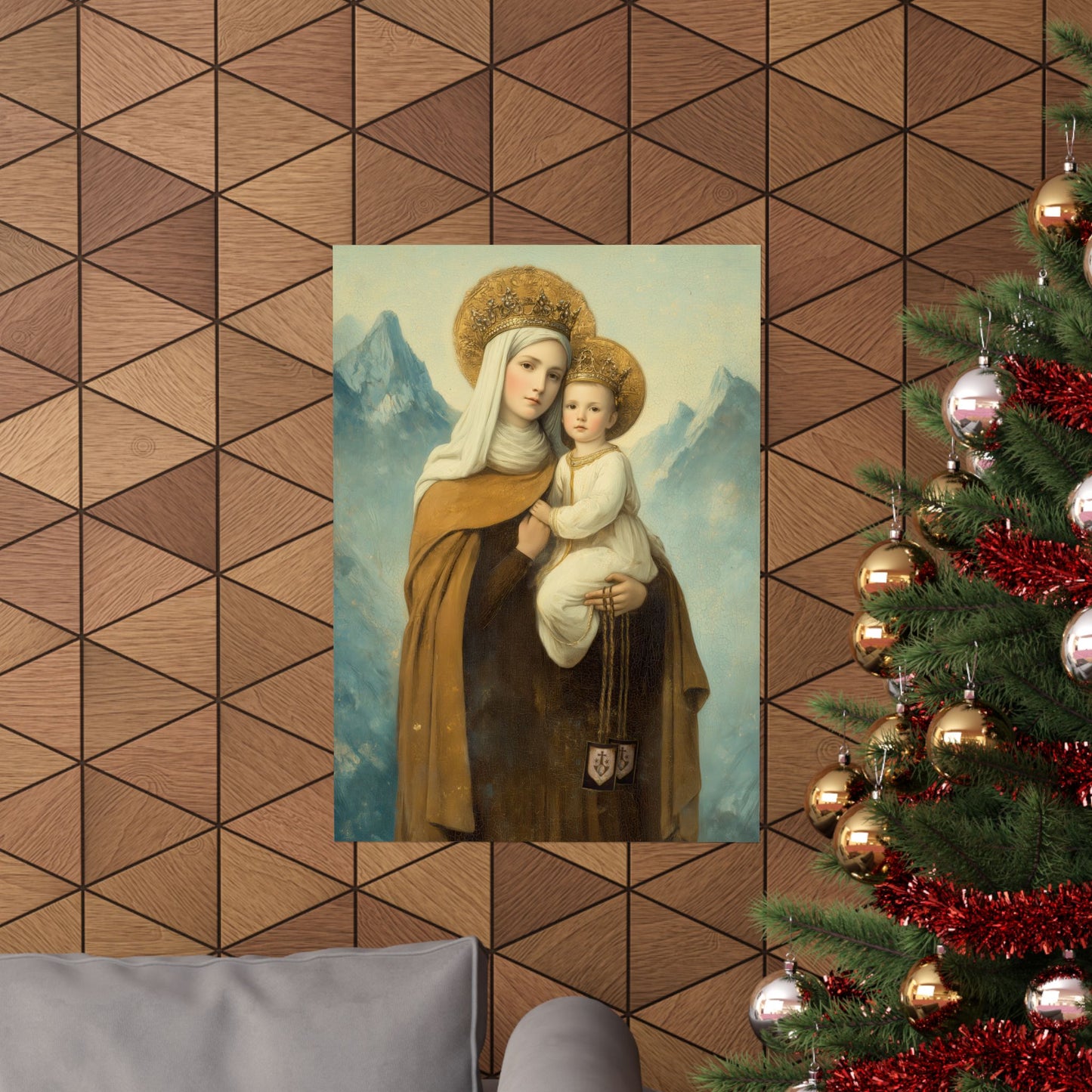 The Gift of the Scapular - Our Lady of Mount Carmel - Sanctified Souls Print - Multiple Sizes - Premium Matte Vertical Posters - Catholic