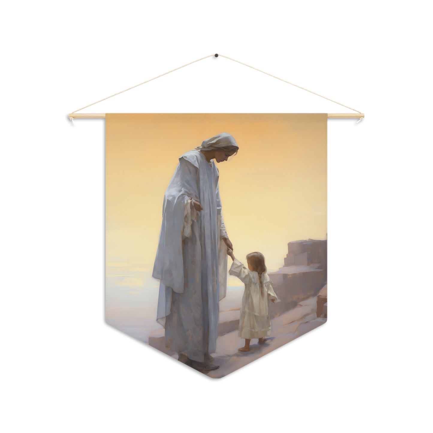 Saint Anne - Mother to Mary -  Pennant / Banner / Wall Hanging - Prayer room art - 18" x 21" - Catholic - Large Banner