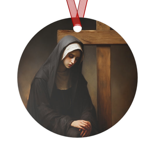 Saint Clare of Montefalco Metal Ornament - Religious Holiday Christmas Ornament and Keepsake - Double sided - Prayer Ornament