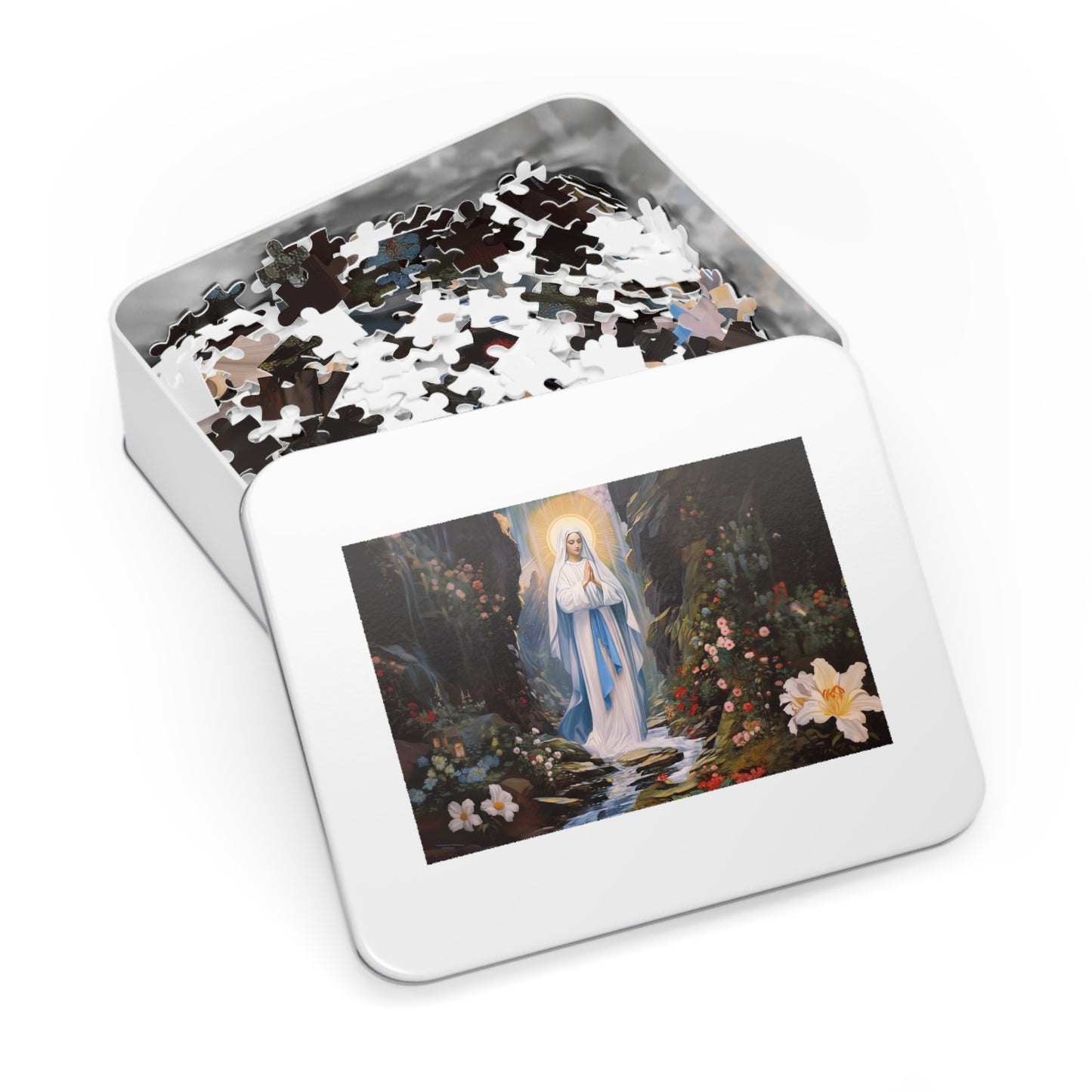 Our Lady of Lourdes - Puzzle and Keepsake Tin - Religious Jigsaw Puzzle (30, 110, 252, 500,1000-Piece) - Religious Puzzle
