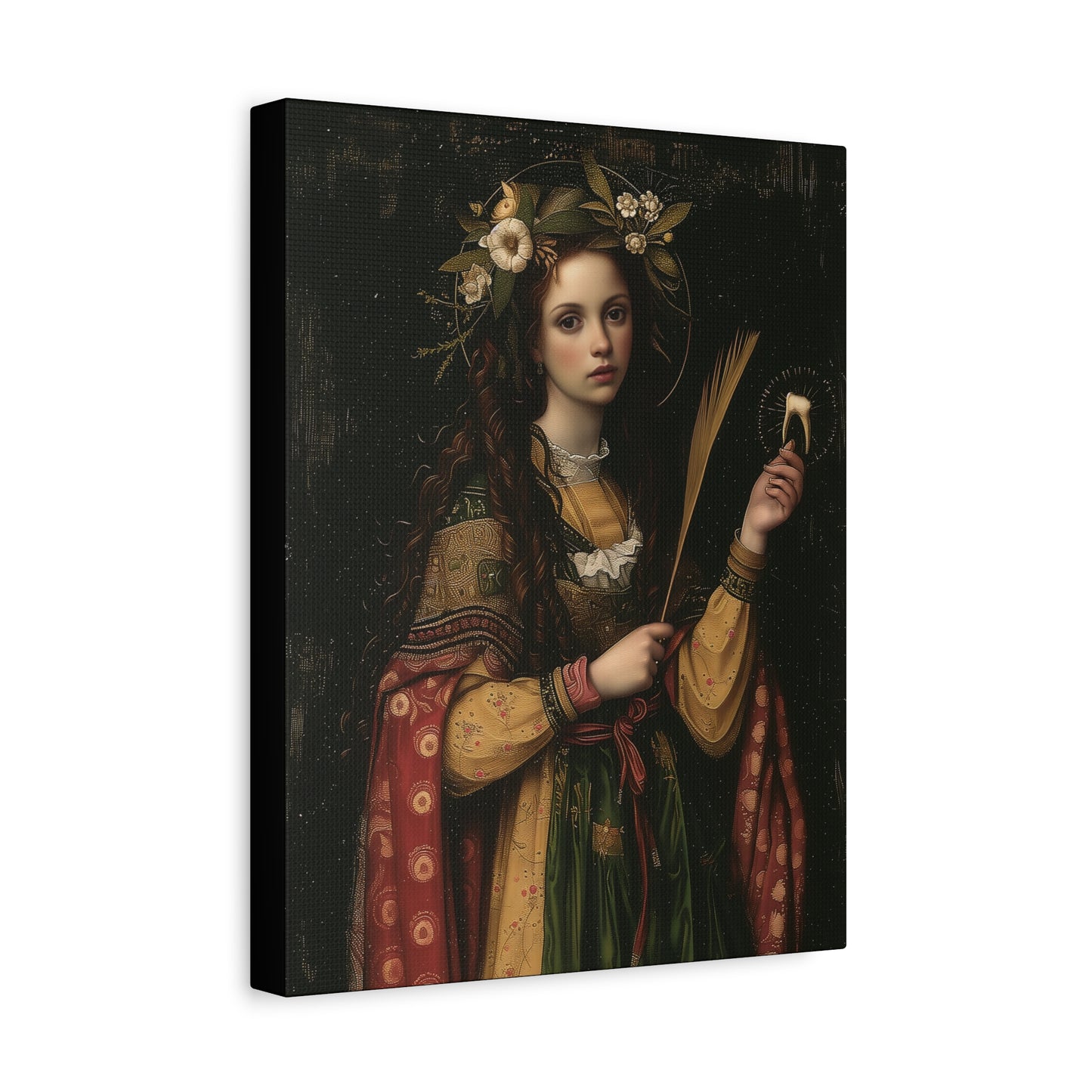 Saint Apollonia - Museum Wrapped Canvas - Print - Religious Art for your Home - Catholic art print - prayer room art