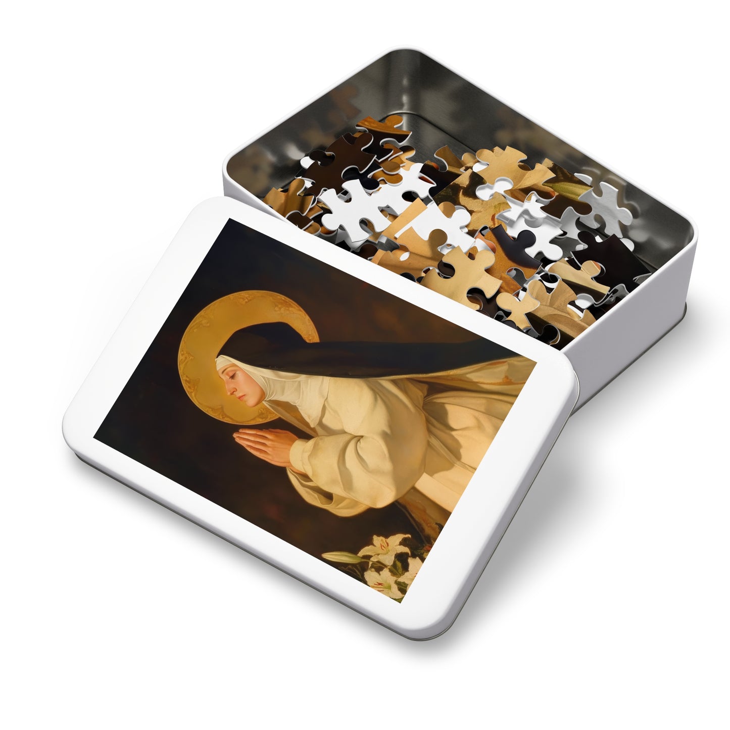 Saint Lutgardis - Puzzle and Keepsake Tin - Religious (30, 110, 252, 500,1000) - Religious Catholic Puzzle Art