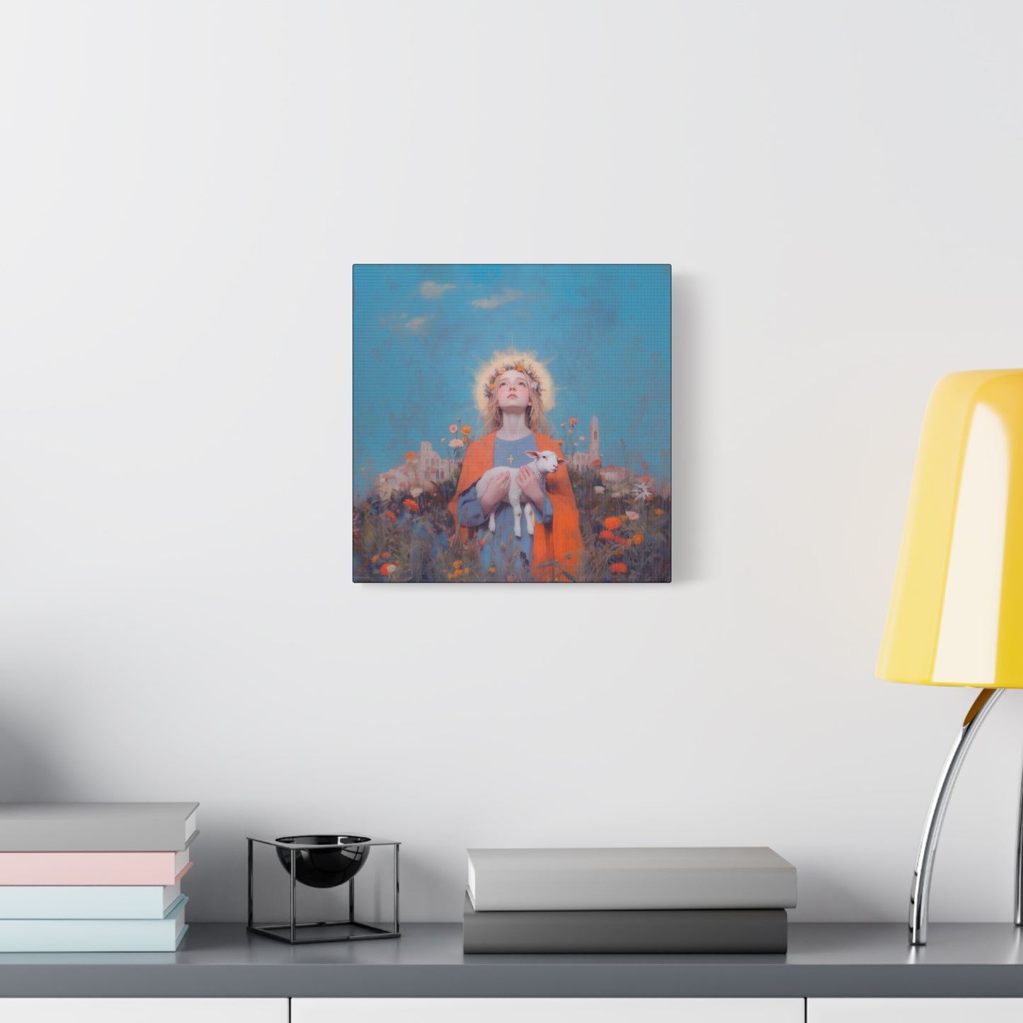 Saint Agnes of Rome -  Museum Wrapped Canvas - Sanctified Souls Print - Religious Art for your Home - Catholic Patron Saint Art