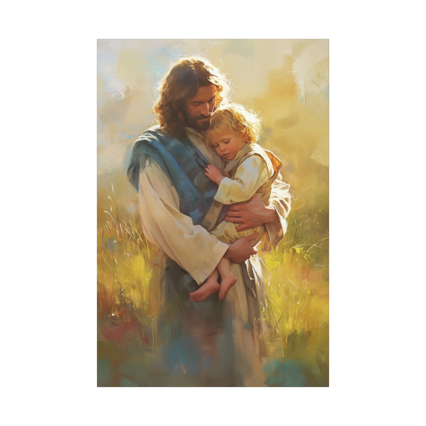 Jesus, Guardian of Innocence - Christ and Child - Museum Wrapped Canvas - Print - Religious Art for your Home - Christian art print
