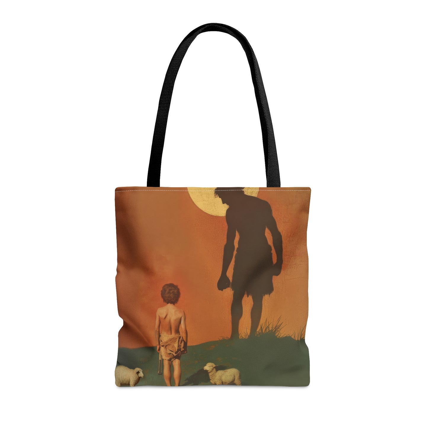 The Victor Had No Sword - David and Goliath  Tote Bag - Large Medium Small Faith Art Bag - Bible Study Faith Purse - Double Sided