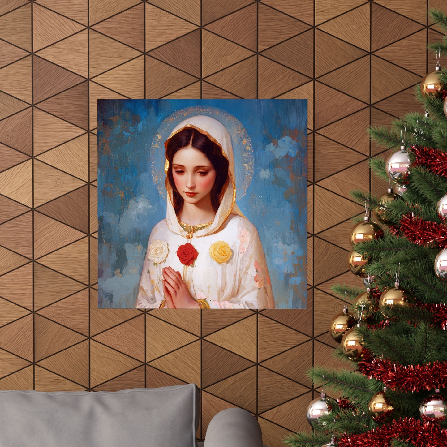 Rosa Mystica - Mystical Rose - Mother Mary - Marian Art - Sanctified Souls Print - Multiple Sizes - Premium Vertical Posters