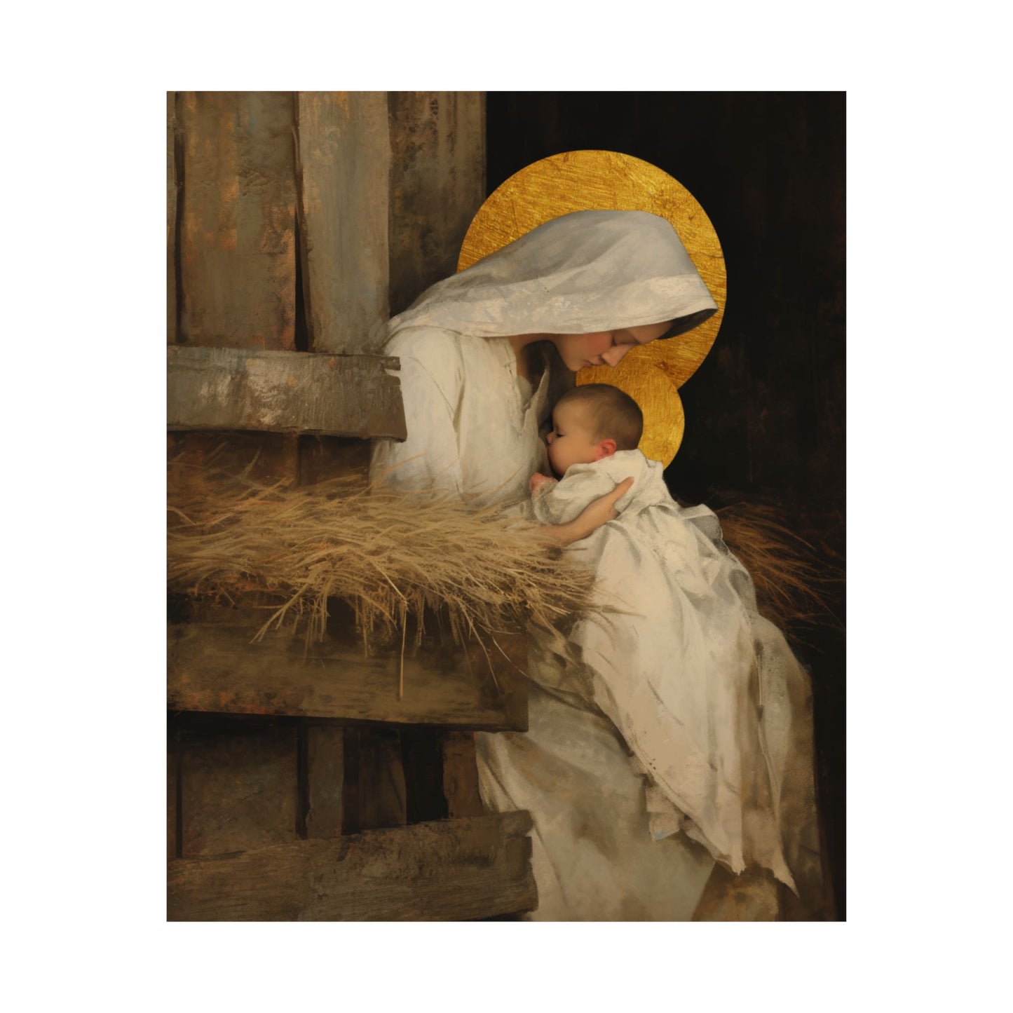 Our Lady of the Manger - Mother Mary and the Christ Child - Sanctified Souls Print - Multiple Sizes - Premium Matte Vertical Posters