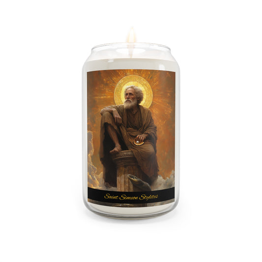 Saint Simeon Stylites - Scented Prayer Candle, 13.75oz -  Candle - Catholic Art - prayer room Scented Candle - Religious Saint Art