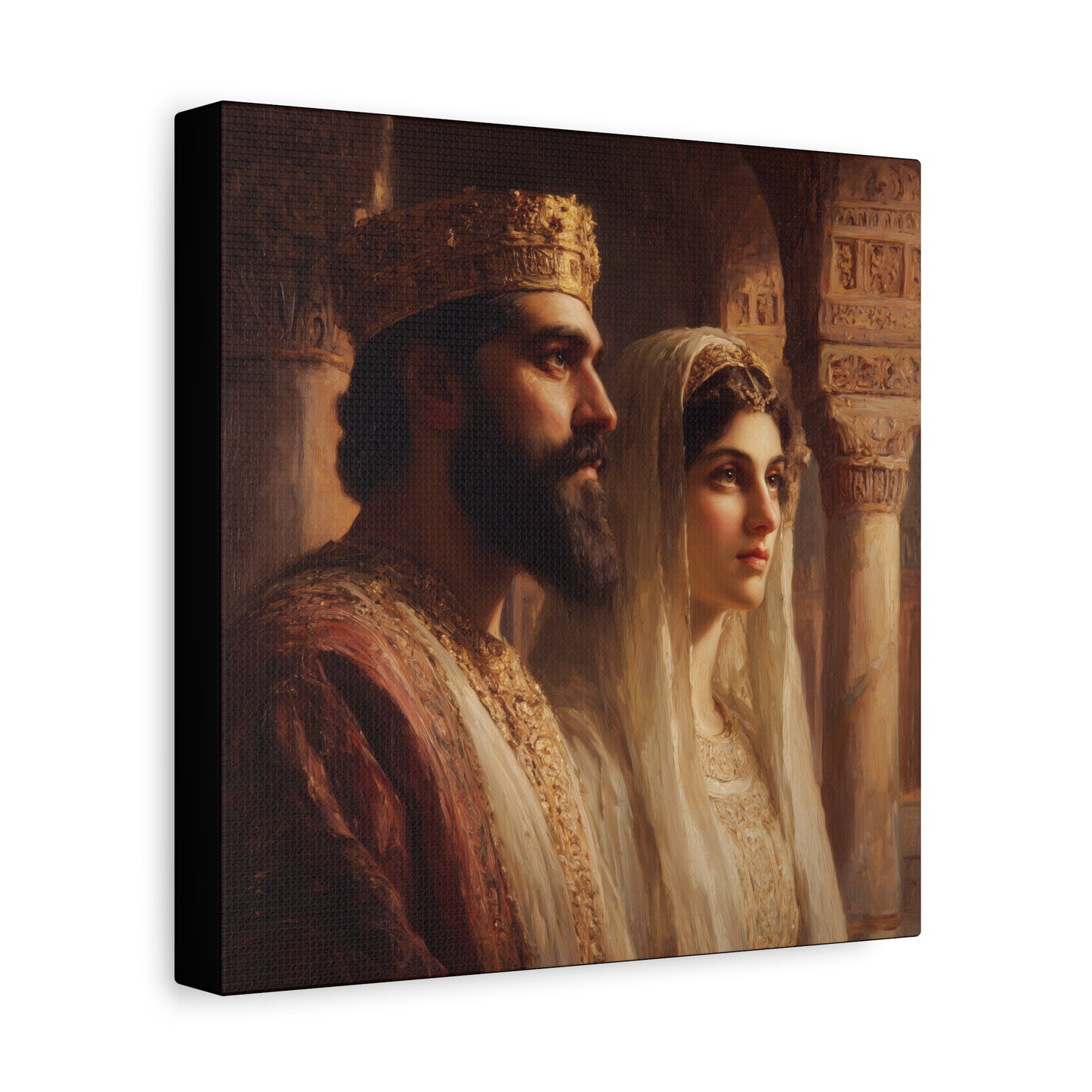 King Xerxes and Queen Esther  - Gallery Wrapped Canvas - Print - Religious Art for your Home - Catholic Art Print
