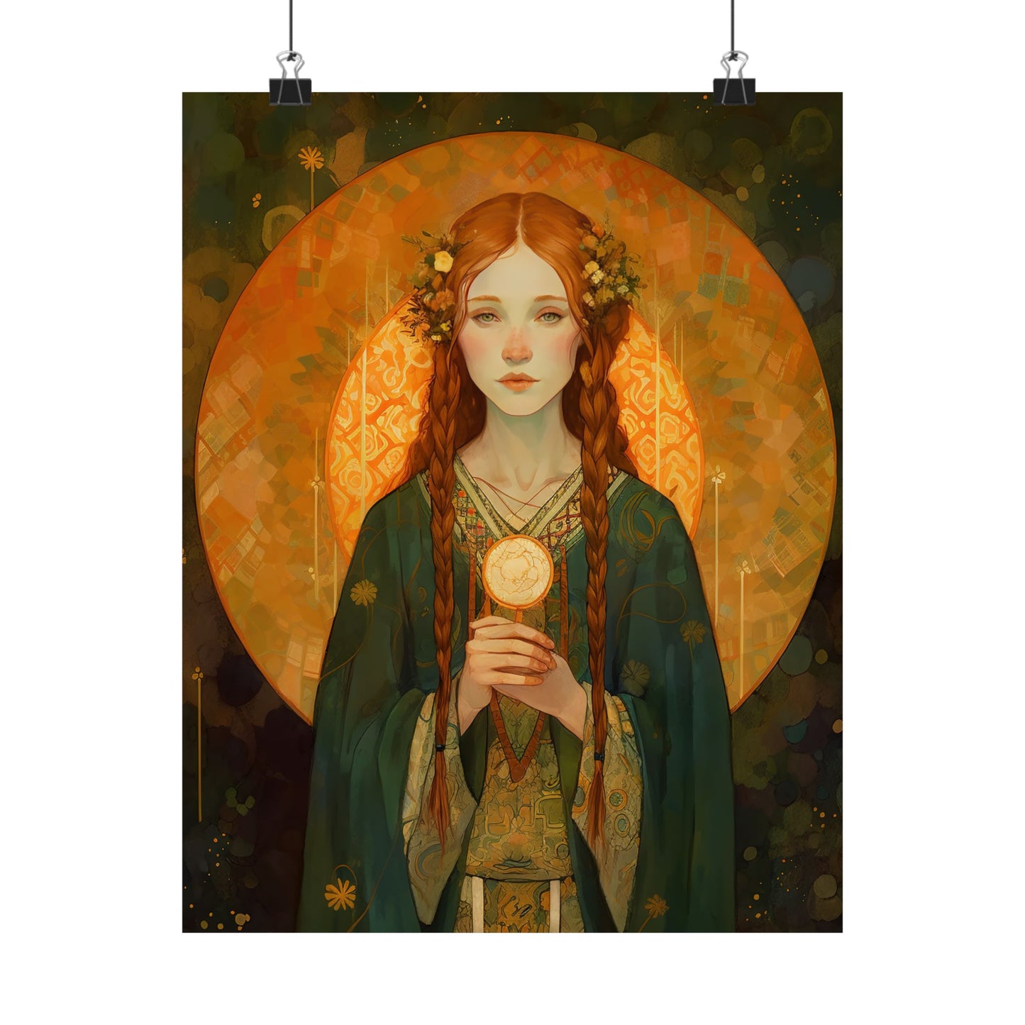 Saint Brigid of Ireland - Sanctified Souls Print - Multiple Sizes - Premium Matte Vertical Posters
