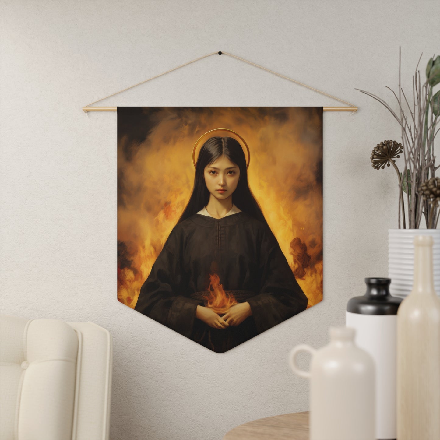 Blessed Mary Magdalen Kiota Pennant / Banner / Wall Hanging - Prayer room art - 18" x 21" - Catholic prayer Religious - Large Banner
