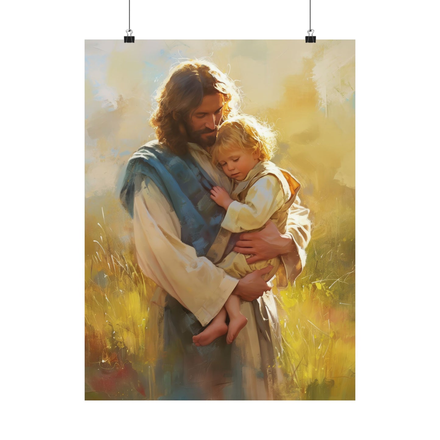 Jesus, Guardian of Innocence Poster Print - Sanctified Souls Print - Multiple Sizes - Premium Posters - Catholic Art - Christian painting