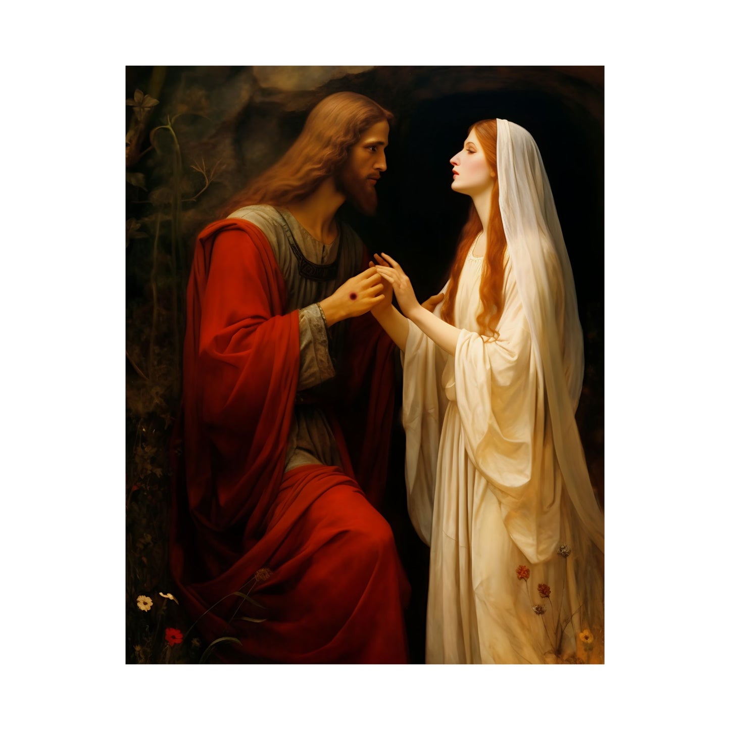 Revelation of Redemption: Mary Magdalene and the Risen Christ - Sanctified Souls Print - Multiple Sizes - Premium Matte Vertical Posters
