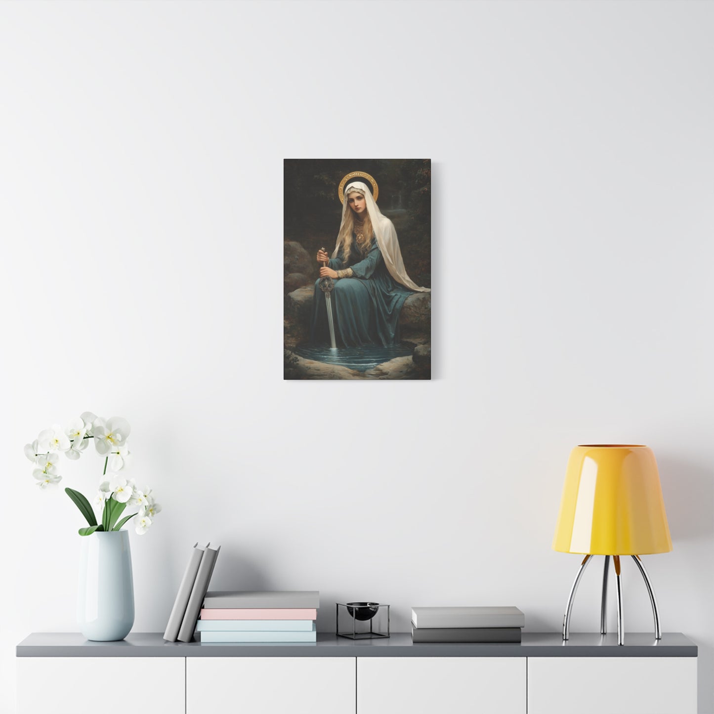 Saint Winifred - Museum Wrapped Canvas - Print - Religious Art for your Home - Christian print - Prayer Room Art - Catholic