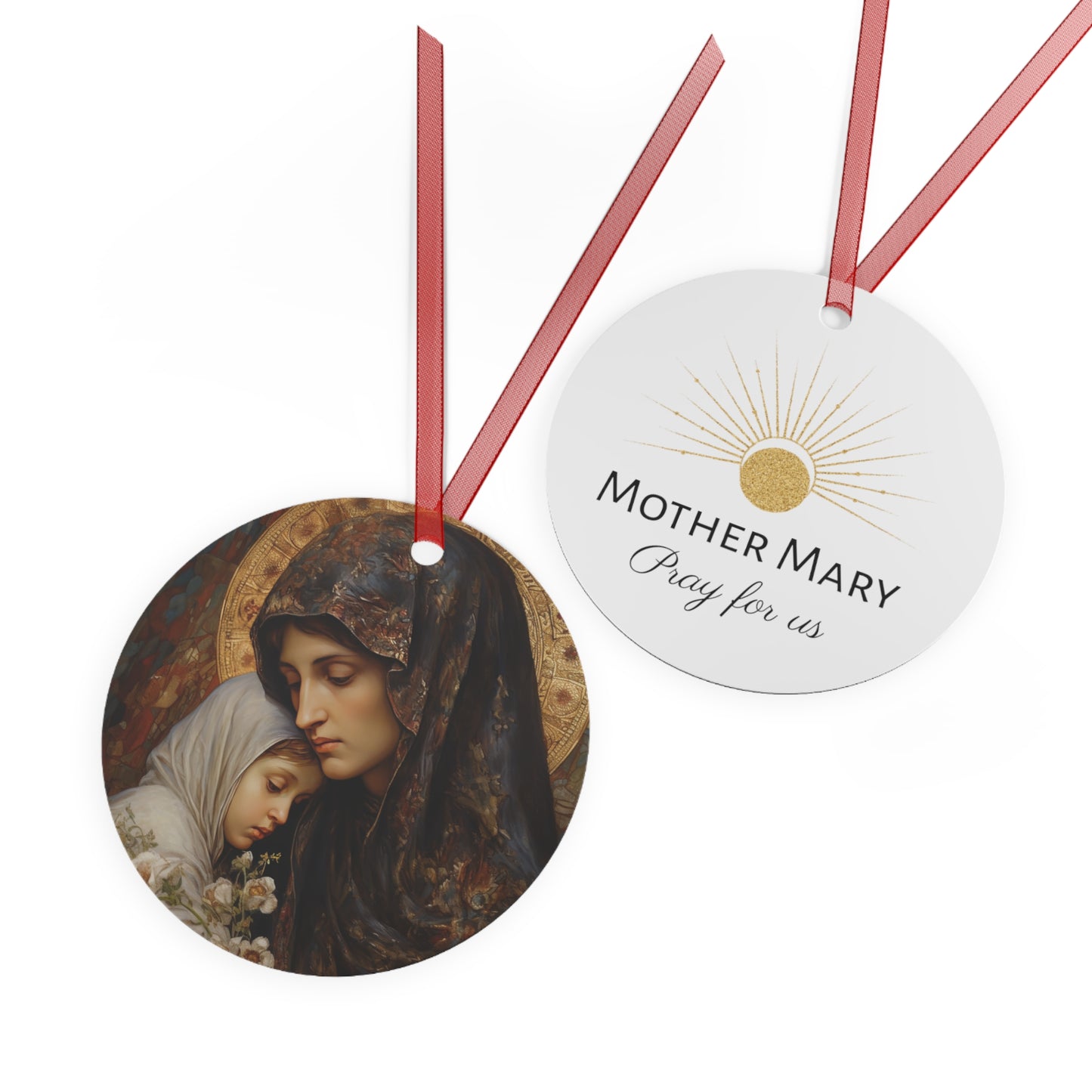 Mary, Mother of God - Protectress of Families Metal Ornament - Religious Holiday Christmas Ornament and Keepsake - Catholic Keepsake