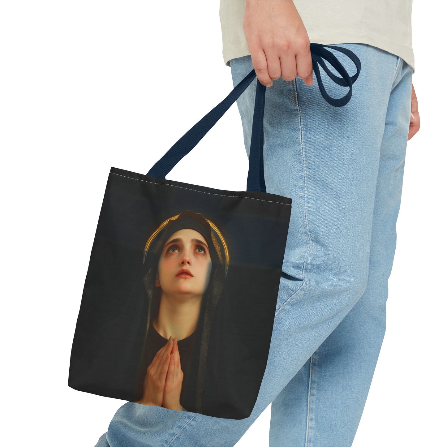 Our Lady of the Cross - Mother Mary  - Our Lady of the Crucifix - Marian Art - Tote Bag - Large Medium Small Faith Art Bag - Tote Purse