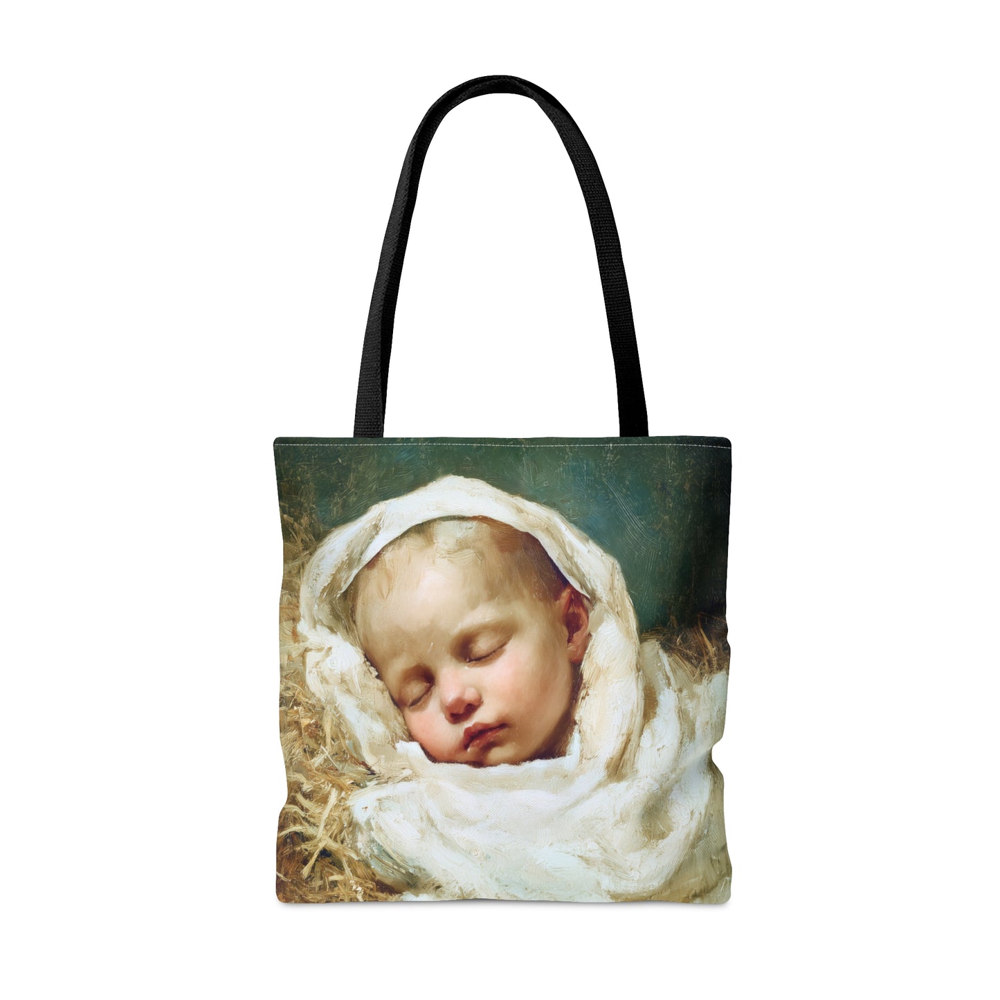 The Christ Child Resting in the Silence of the Manger - Tote Bag - Large Medium Small Faith Art Bag - Catholic Faith Purse