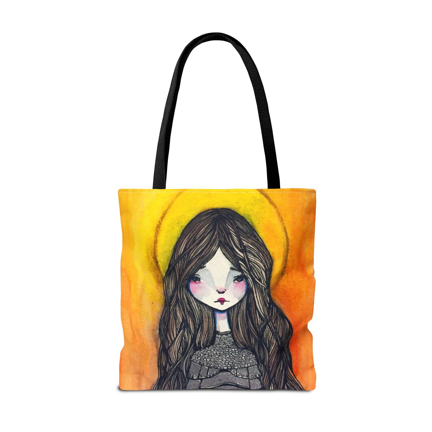 Saint Joan of Arc Tote - Hand-Drawn Catholic Art - Prayer Bag | Christian Devotional Tote | Sanctified Solocosmo Religious Tote