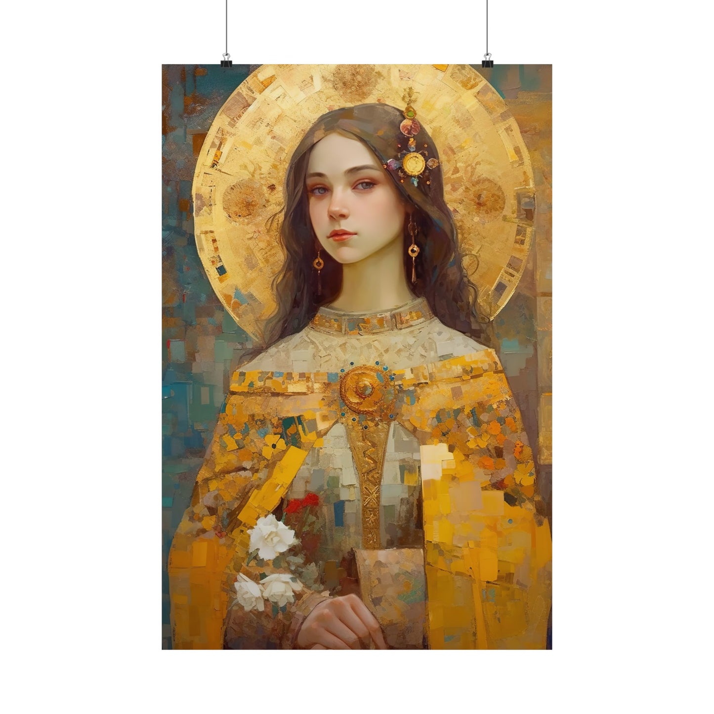 Saint Dymphna - Sanctified Souls Print - Multiple Sizes - Premium Matte Vertical Posters
