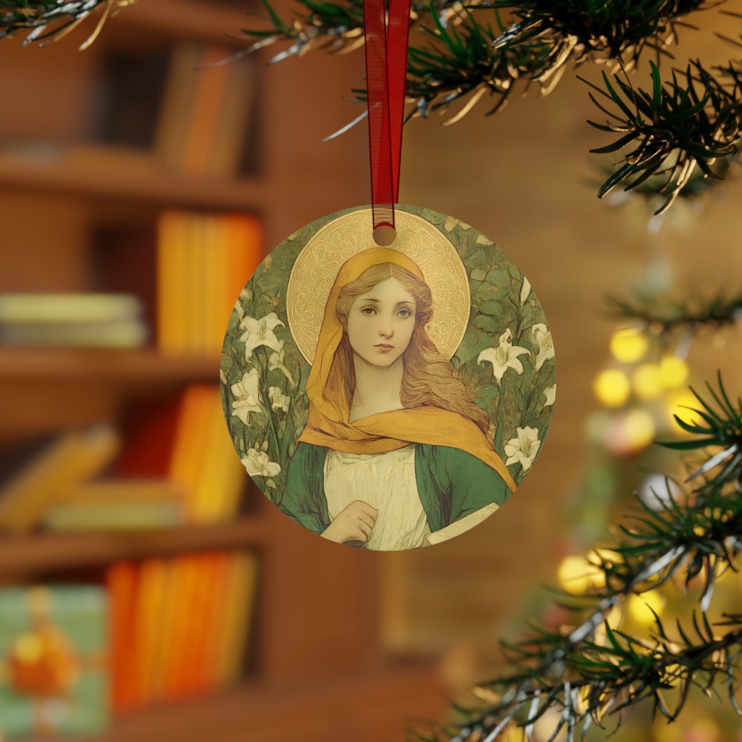 Saint Dymphna Ornament - Religious Holiday Christmas Ornament and Keepsake - Double sided Keepsake