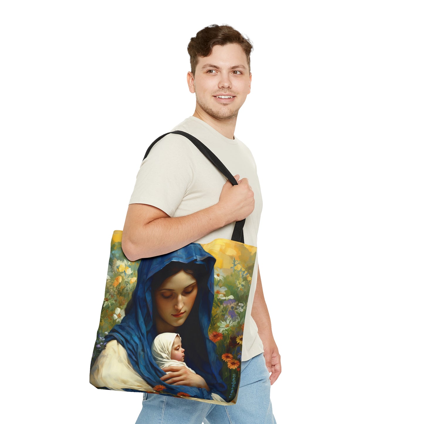 Graceful Maternity : The Virgin Mary and the Infant Savior Tote Bag - Catholic faith inspired carry-all purse - day to day bag Double Sided