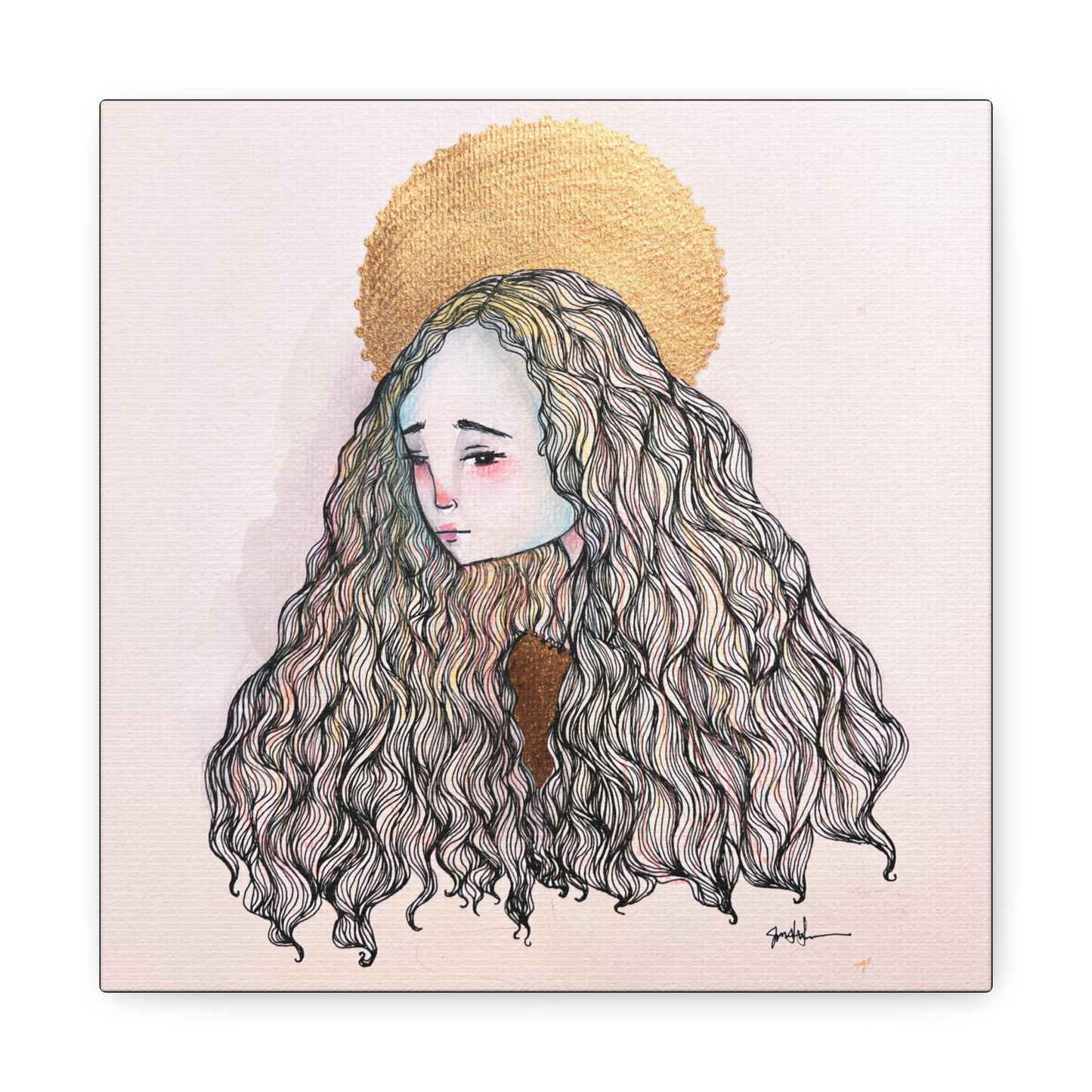 Saint Philomena Canvas Print - Hand-Drawn Catholic Art Print | Christian Sacred Wall Art | Sanctified Solocosmo Religious Artwork