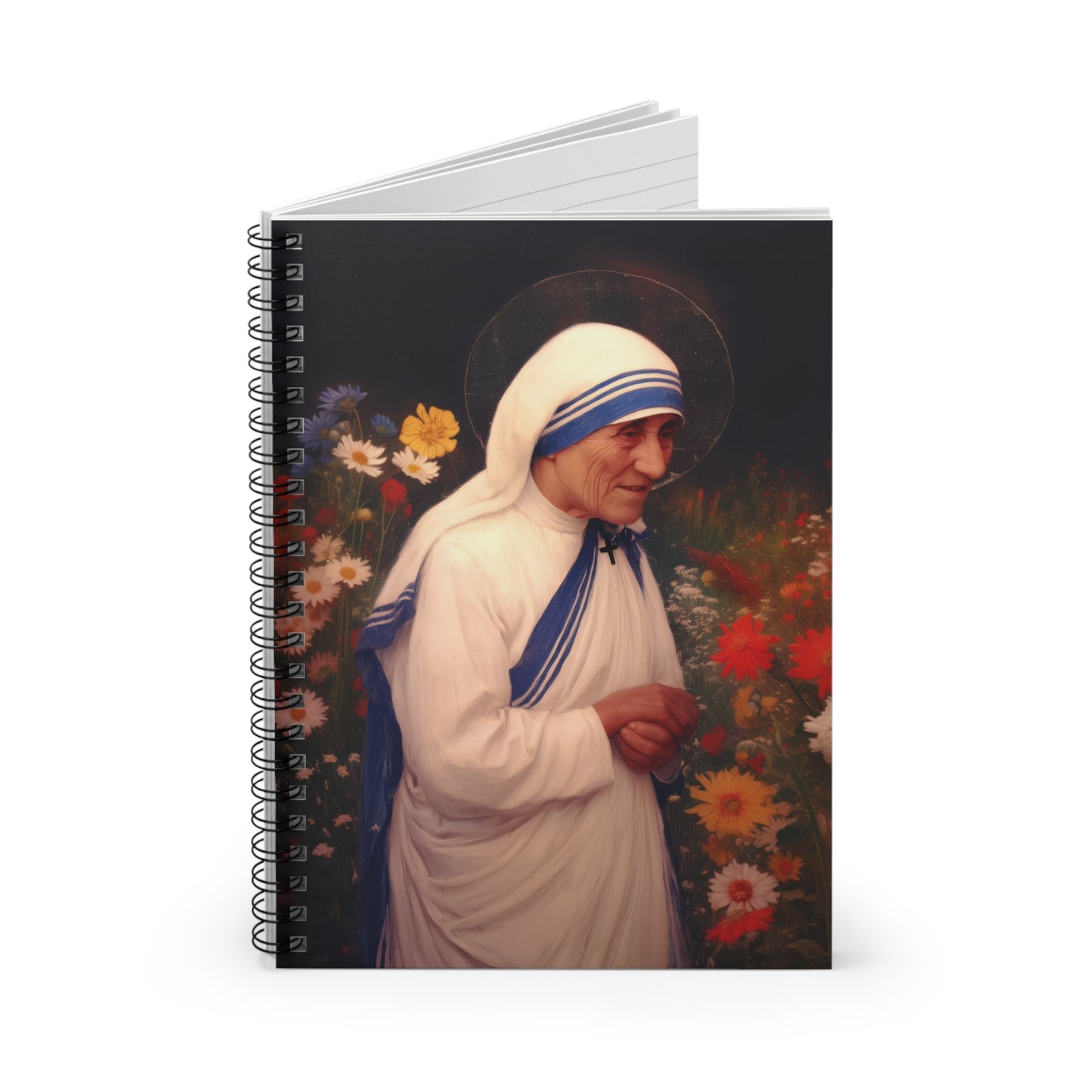 Saint Teresa of Calcutta - Sanctified Souls Art - Religious Based Notebook - Spiral Notebook - Prayer journal